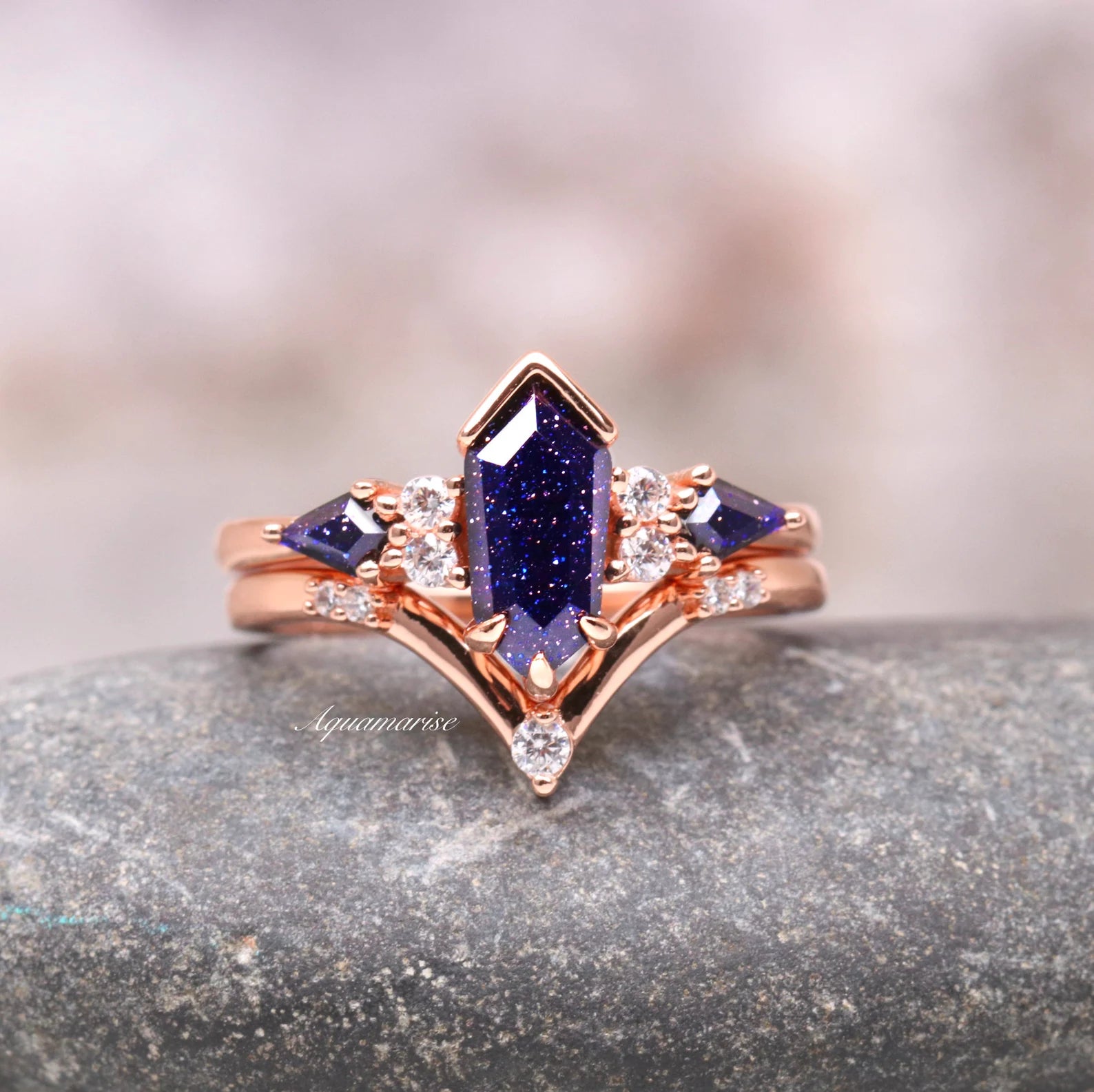 Galaxy Sandstone Starry Night Couple Rings for Him & Her - Matching Promise Rings for Anniversary, Wedding, Engagement - Perfect Romantic Gift for Couples in Love