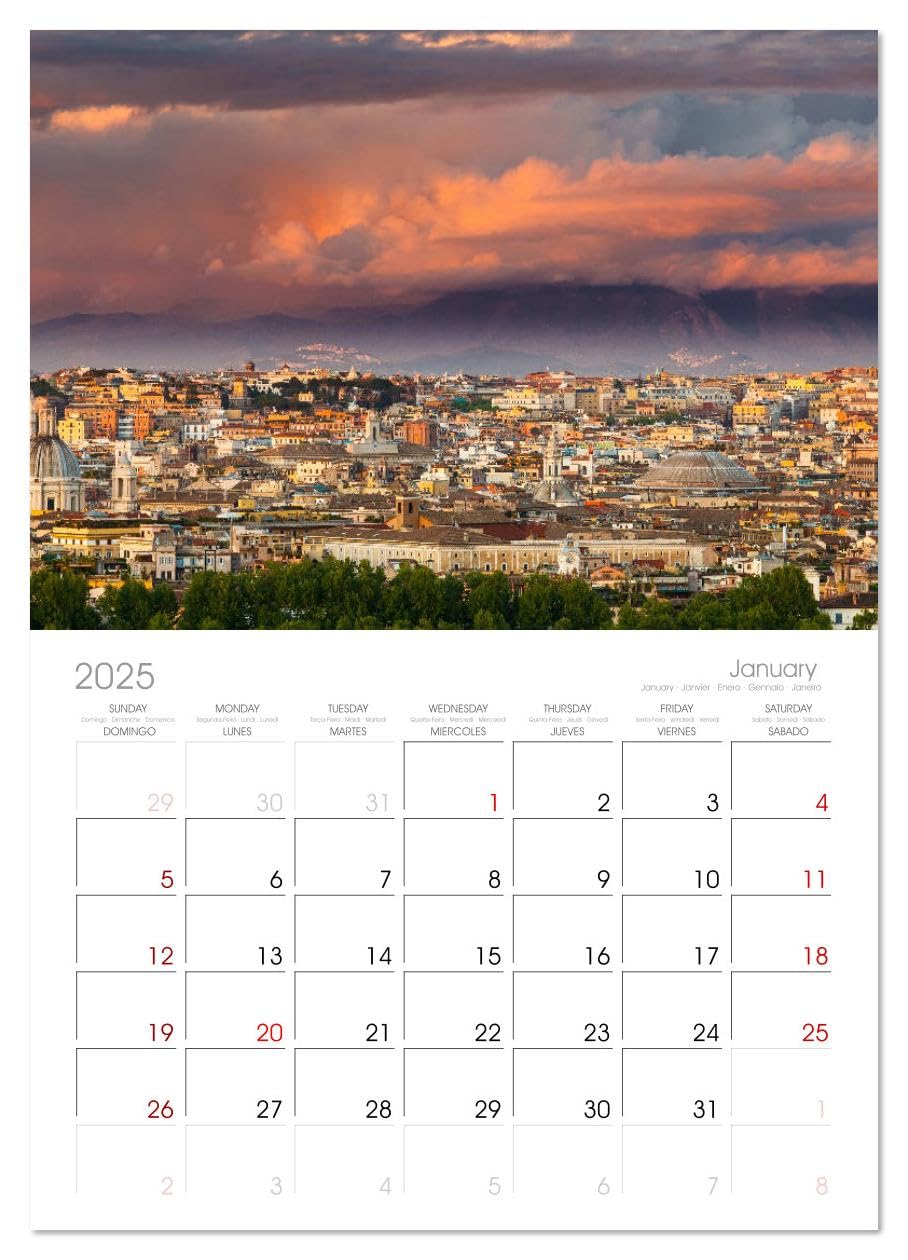 2025 Italy Travel Wall Calendar - Tuscany to Sicily Scenic Views | 11.7x16.5 Inch 14-Month Large Format | Perfect for Home, Office & Gift | CALVENDO Monthly Planner