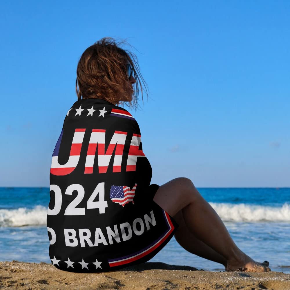 Mr.W Trump 2024 Beach Towel - Let's Go Brandon Quick Dry Sandless Towel (31.5x51 Inches) - Perfect for Swimming, Vacations, Camping & Gym - Patriotic Pool Accessory for Summer Outdoor Activities