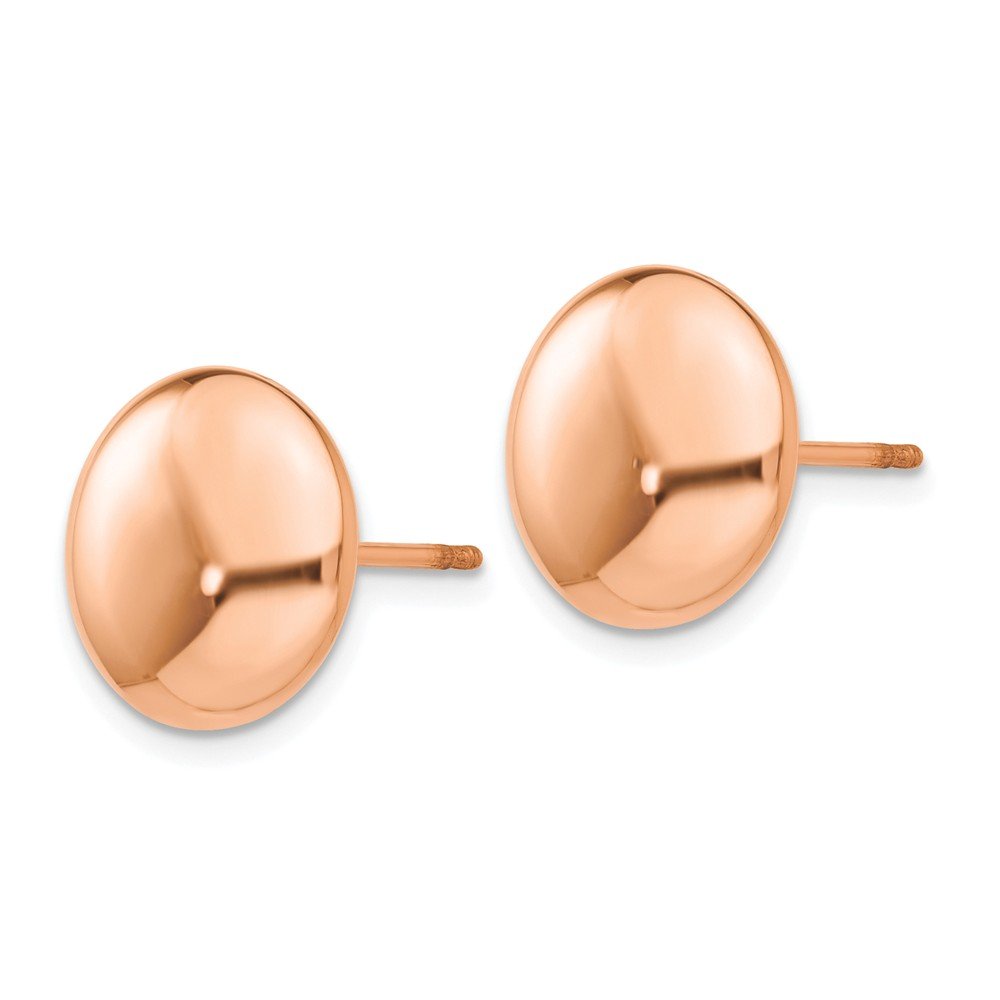 14K Rose Gold Polished 12mm Button Post Earrings for Women - Elegant Rose Design Stud Earrings for Daily Wear, Gift Giving & Special Occasions