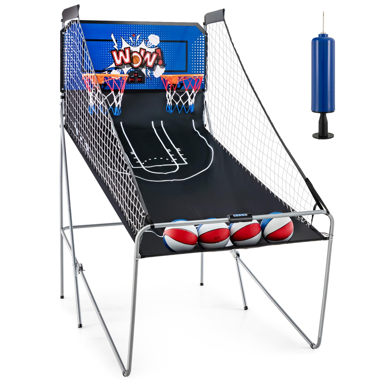 Giantex Dual Shot Electronic Basketball Arcade Game - 8 Game Modes, 2 Hoops & 4 Balls with Air Pump & LCD Scoreboard - Fun Indoor Sports Game for Adults & Kids - Perfect for Home, Office, Game Room and Party Entertainment
