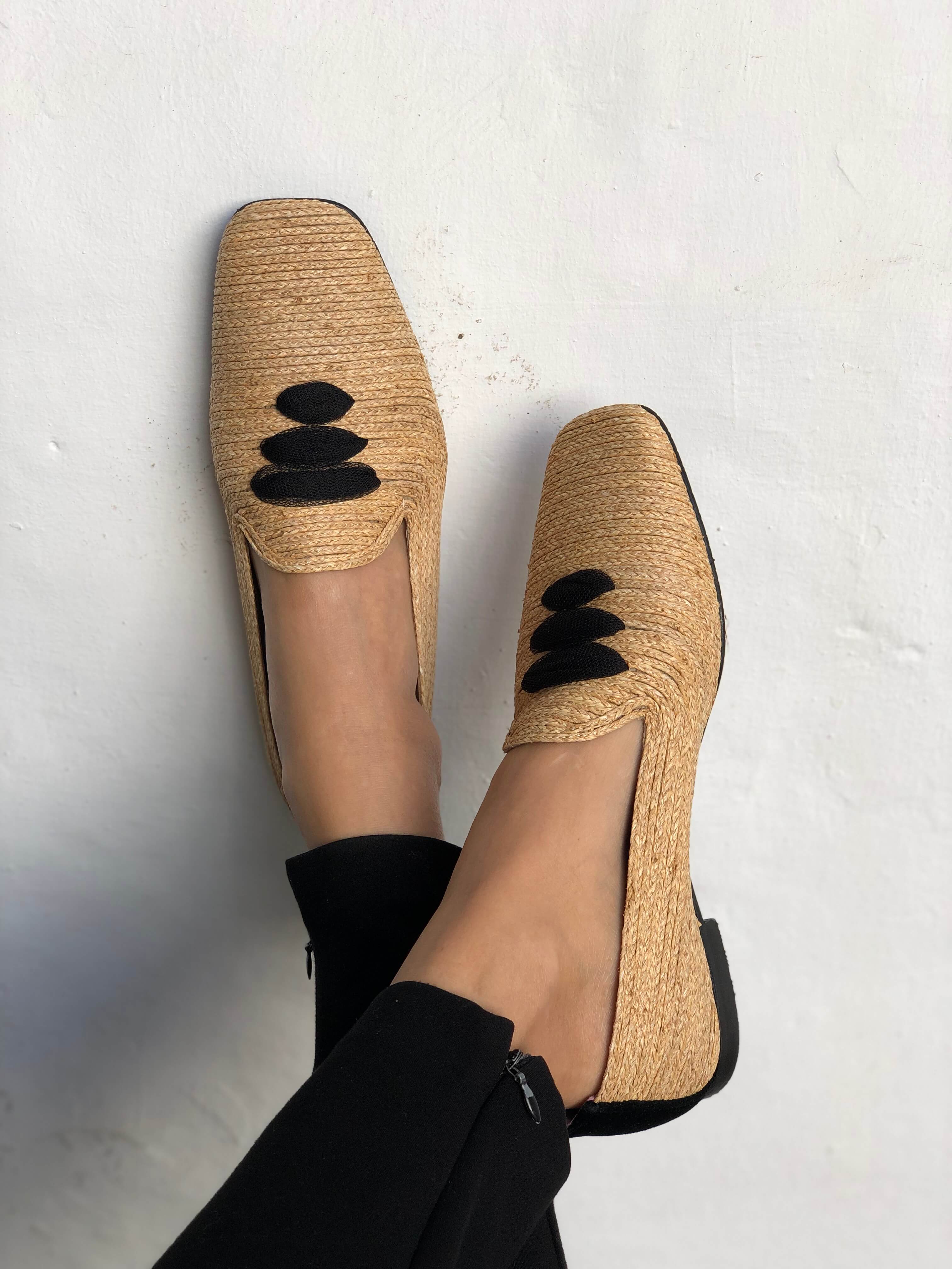 Casablanca Raffia Vegan Moccasins for Women - Comfortable Beige Summer Slip-On Shoes | Perfect for Beach, Vacation & Casual Outfits