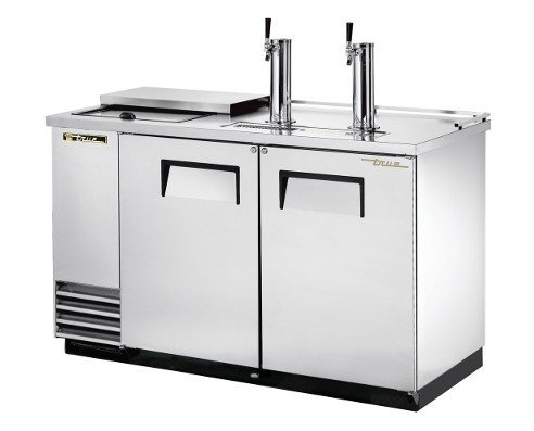 TRUE TDD-2CT-S-HC Dual Tap Stainless Steel Draft Beer Cooler with Two Column Beer Faucets - Perfect for Home Bars, Parties, and Commercial Use