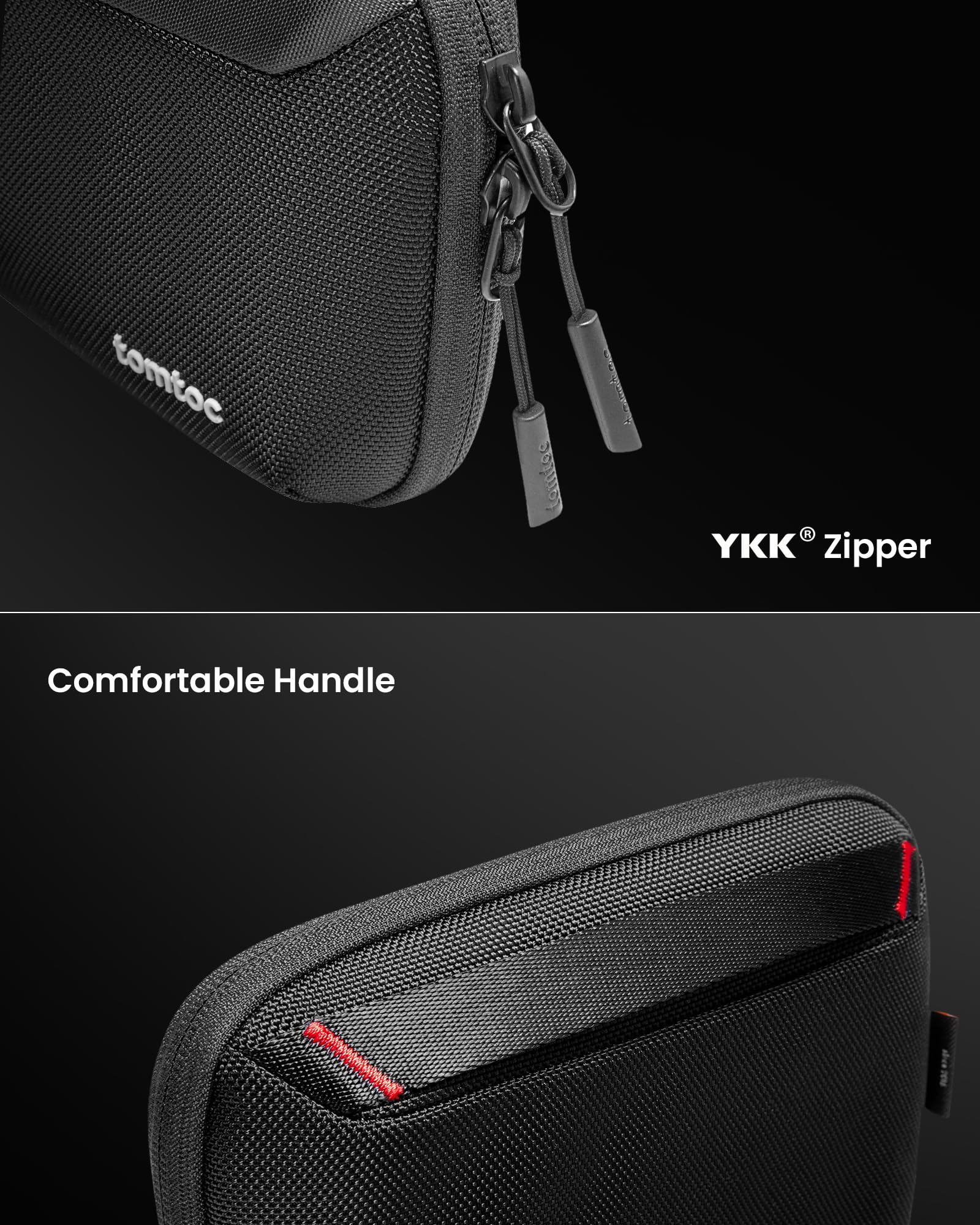 tomtoc Waterproof Travel Cable Organizer Pouch - Portable Electronics Accessories Case for Chargers, Cables, USB Drives & More (Black) | Perfect for Business Trips, Commuting & Daily Organization