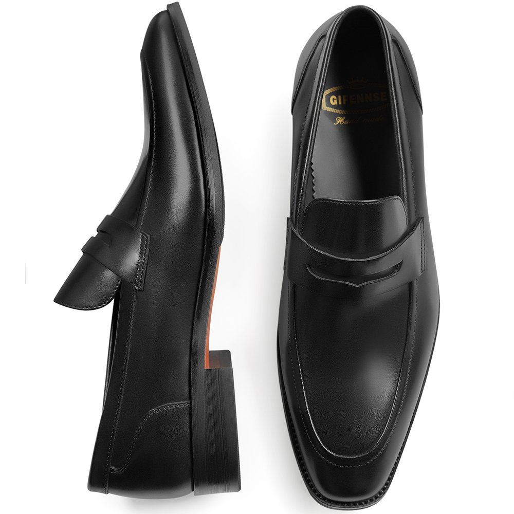 GIFENNSE Men's Slip-On Loafers - Genuine Leather Dress Shoes for Business & Formal Occasions - Comfortable Office Work & Wedding Shoes for Men