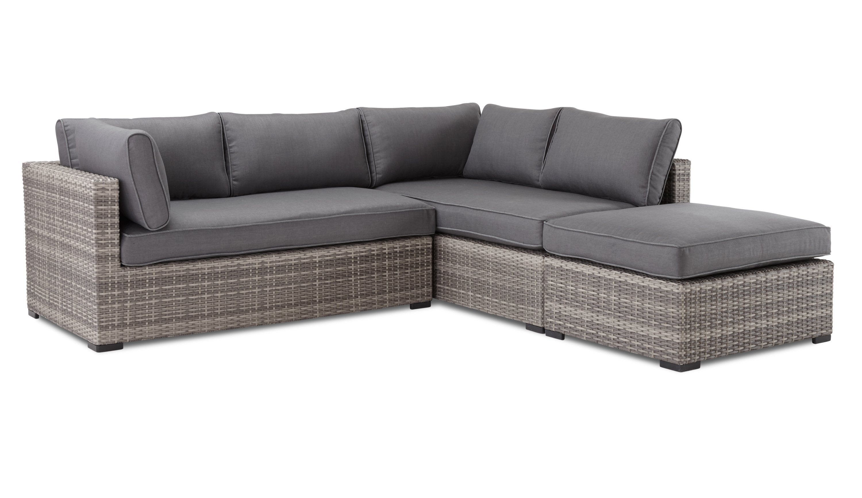 Caribe 2-Piece Outdoor Sectional Sofa Set with Ottoman - Weather-Resistant Grey Patio Furniture for Backyard, Poolside & Garden Relaxation