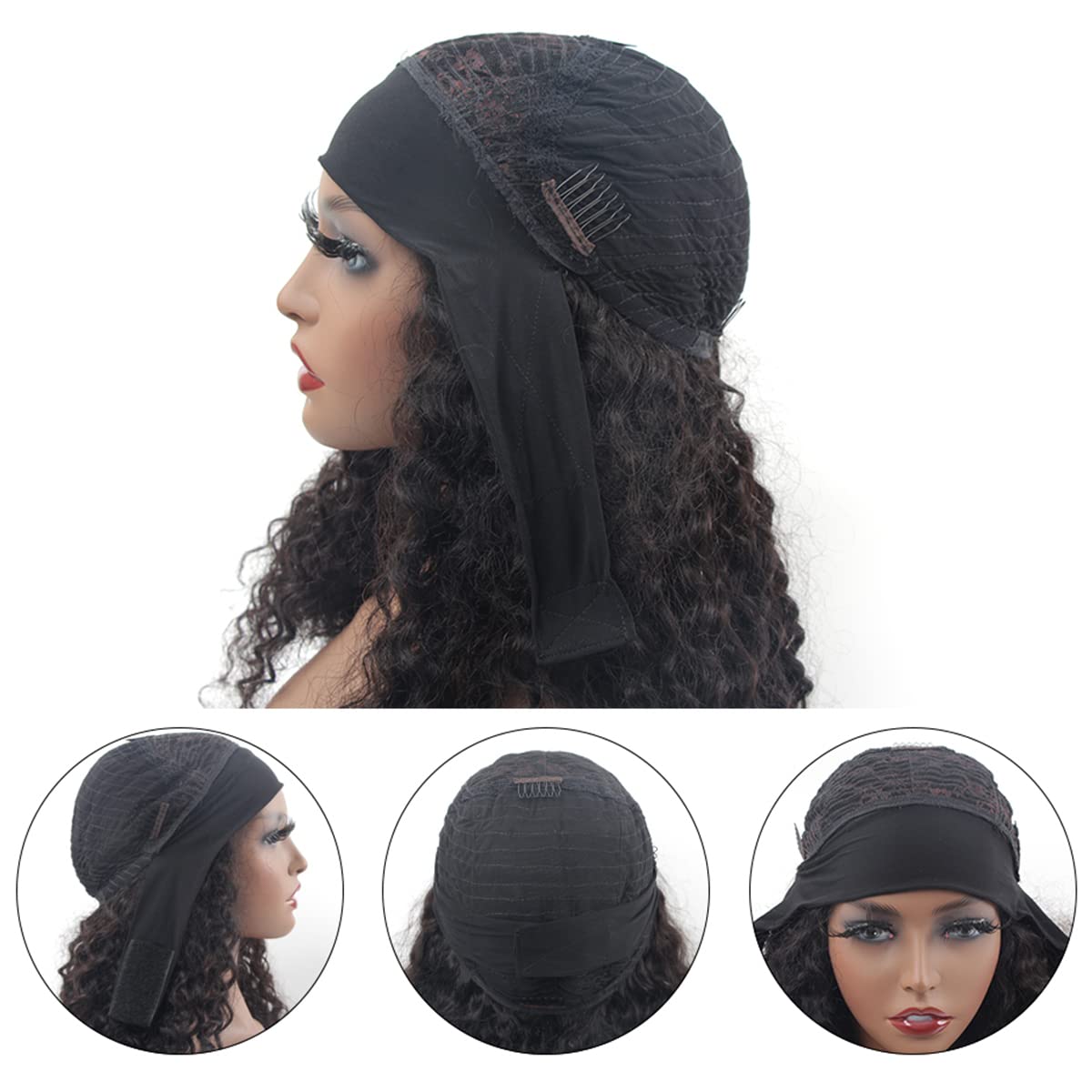 ISEE 180% Density Human Hair Wigs - Water Wave Curly Glueless Lace Front Wigs for Black Women | Machine Made Deep Wave 20 Inch Hairpiece | Perfect for Daily Wear, Parties & Special Occasions