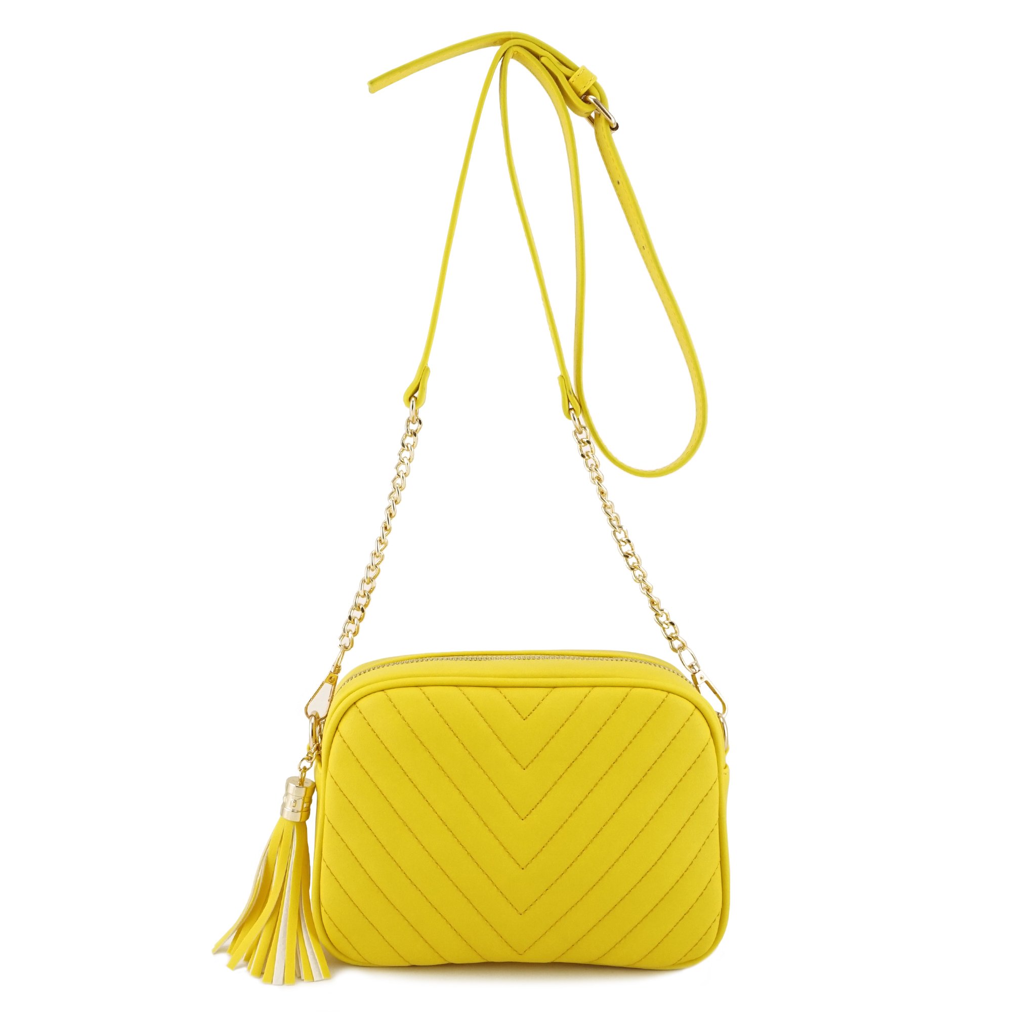 Stylish Crossbody Bag with Adjustable Metal Chain Strap & Tassel Zipper - Perfect for Everyday Use, Travel & Shopping