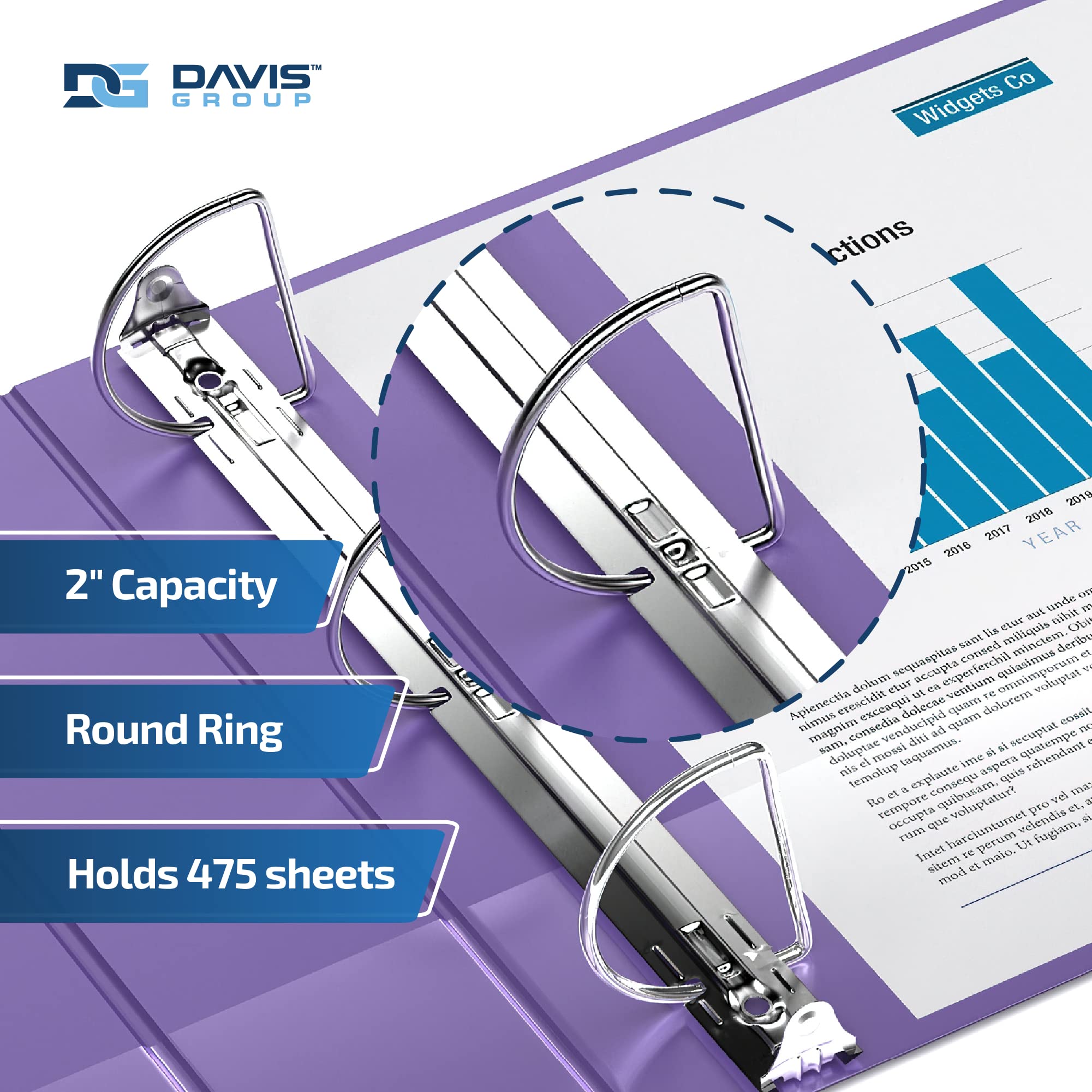 Premium 2-Inch 3-Ring Binders with D-Ring, Pack of 6 - Purple Colored Binder Notebooks for School, Office & Home Organization | Perfect for Filing Documents, Notes & Presentations