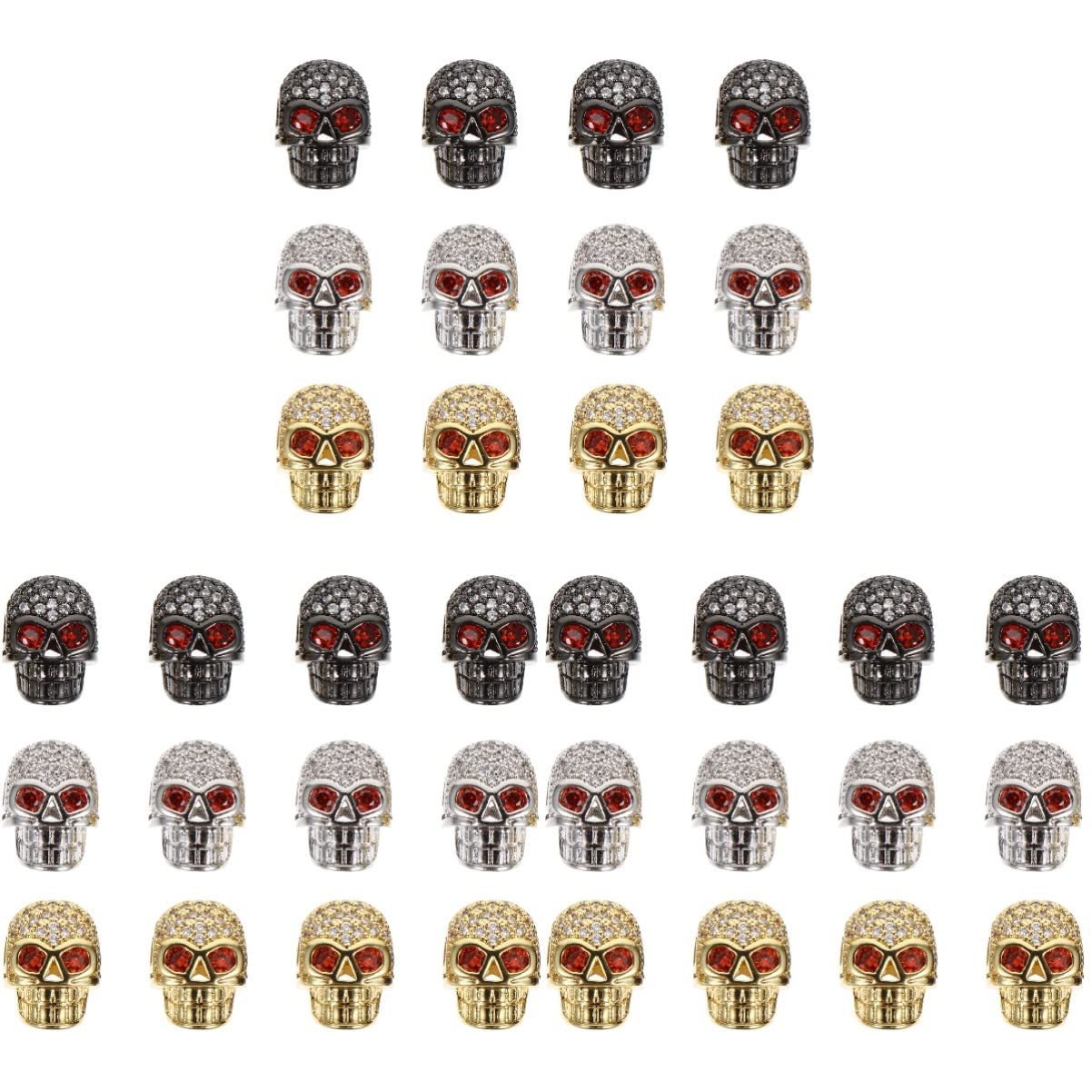 COHEALI 36pcs Skull Charms Jewelry Set - Beaded Bracelets & Dangle Earrings with Rhinestone Skull Pendants, Zircon Pave Connectors - Gothic Punk Accessories for Women, Halloween Costume Jewelry, Party Favors, Gift Ideas
