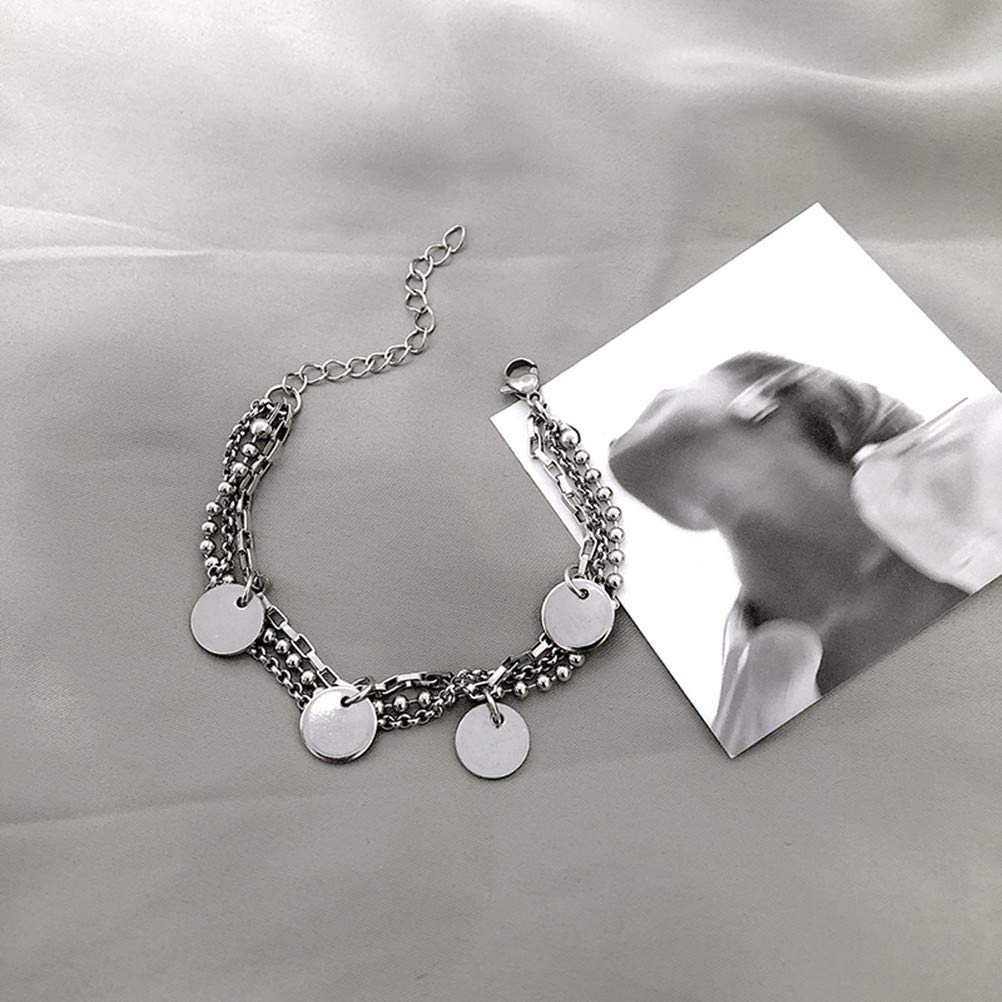 Elegant Stainless Steel Charm Bracelet for Women - Adjustable Link Jewelry with Pendant, Perfect for Gifts, Parties, and Everyday Wear