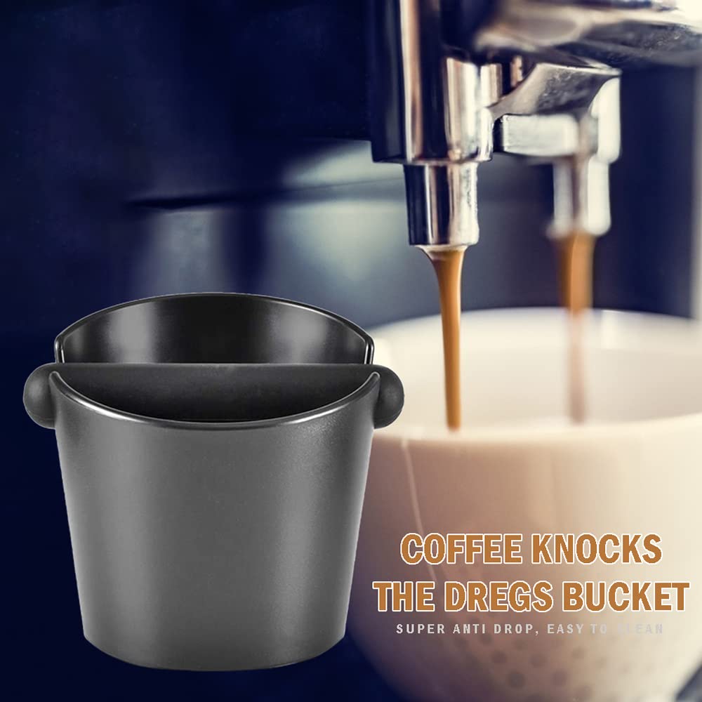 Premium Espresso Knock Box for Barista & Home Use - Wide Mouth Red Coffee Grounds Bin with Removable Knock Bar, Non-Slip Shock-Absorbent Base - Ideal for Coffee Shops, Home Brewing & Professional Barista Workstations