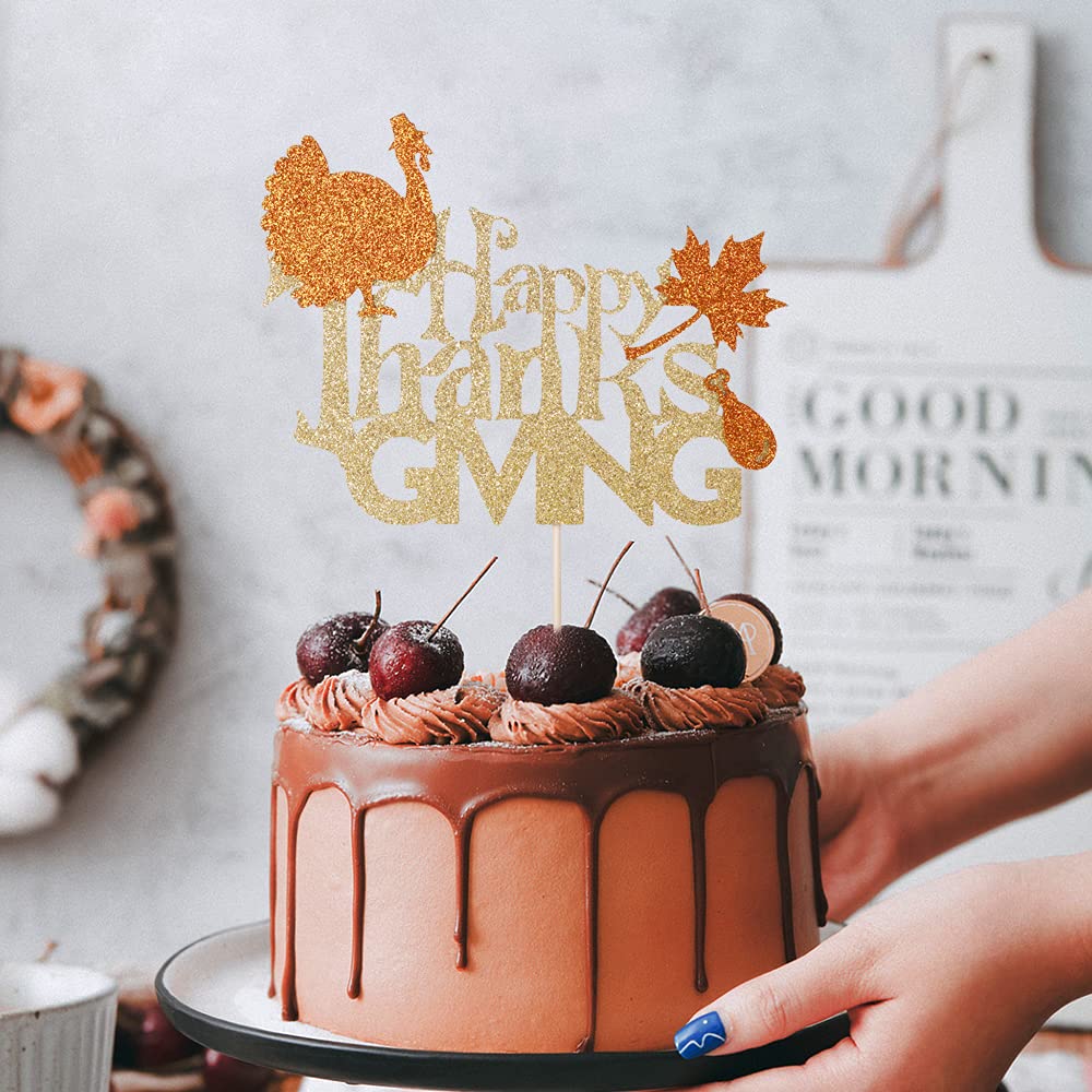 Thanksgiving Cake Topper - Turkey & Maple Leaf Cake Decorations for Thanksgiving Party | Perfect for Holiday Desserts, Festive Celebrations & Family Gatherings