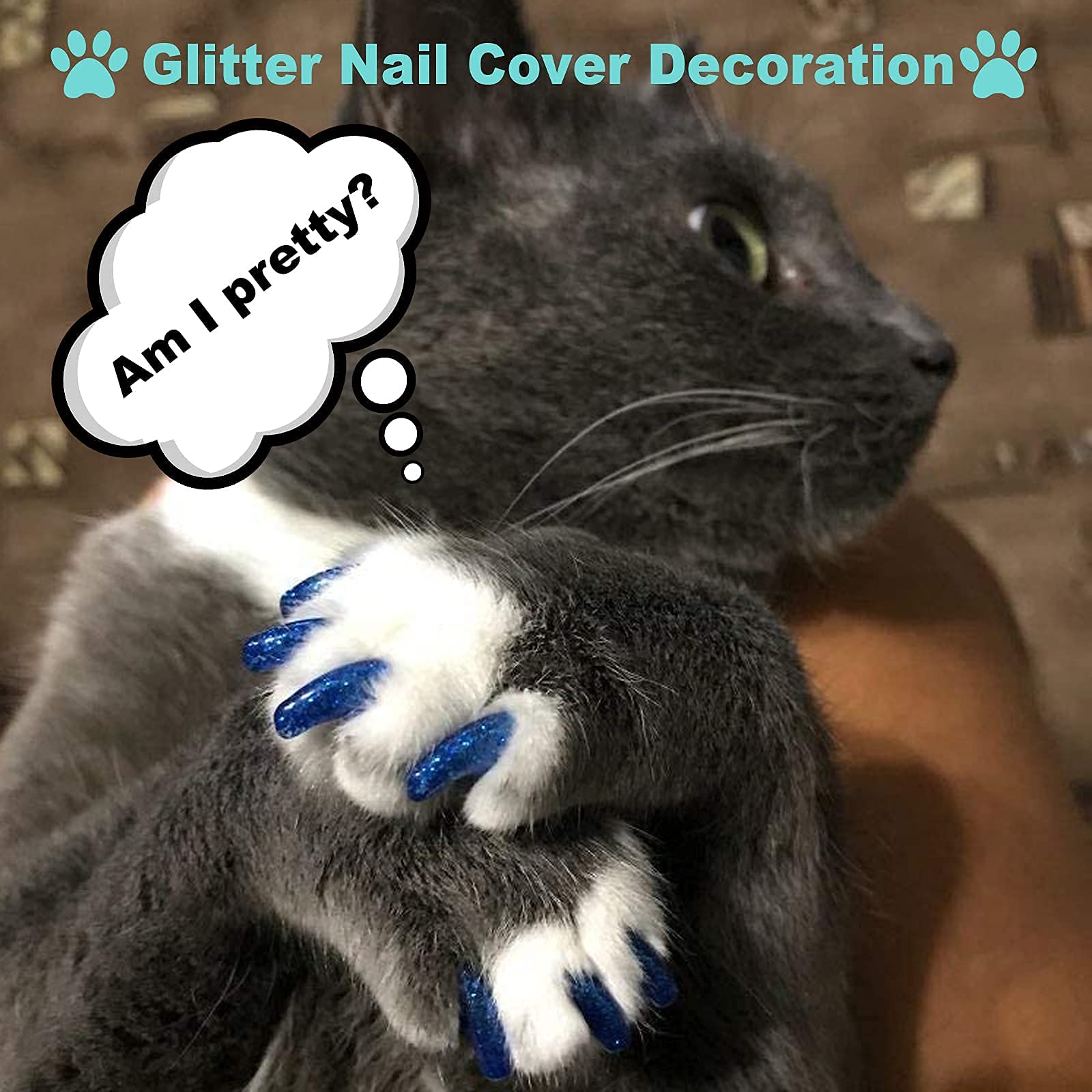 8-Piece Cat & Dog Grooming Kit - Adjustable Pet Shower Net Bag, Bath Brush, Nail Clippers, Nail File, Hair Combs, Tick Tool & Nail Caps - Essential Pet Bathing & Grooming Supplies for Home Use