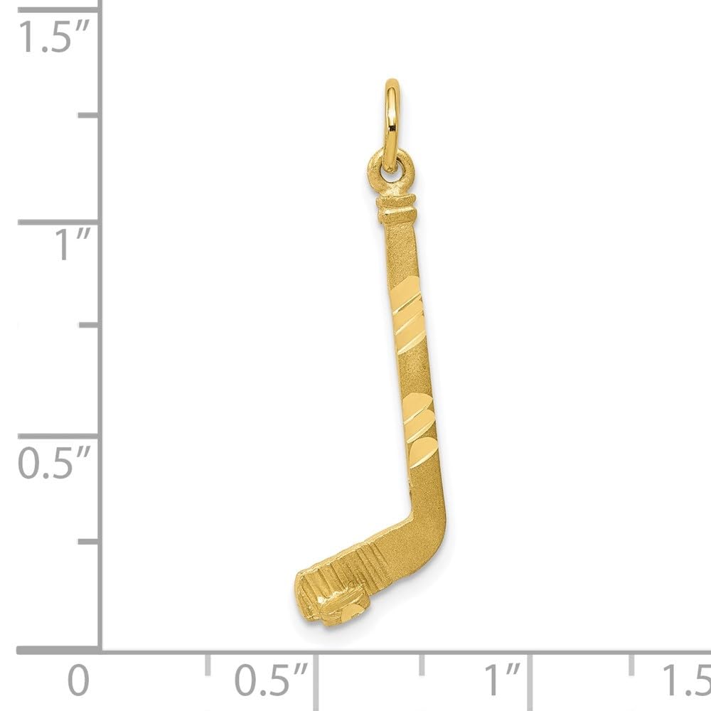 10k Yellow Gold 11mm Hockey Stick Charm Pendant - 30mm Length - Diamond2Deal - Perfect for Hockey Fans & Jewelry Gifts - Sports Jewelry for Men & Women