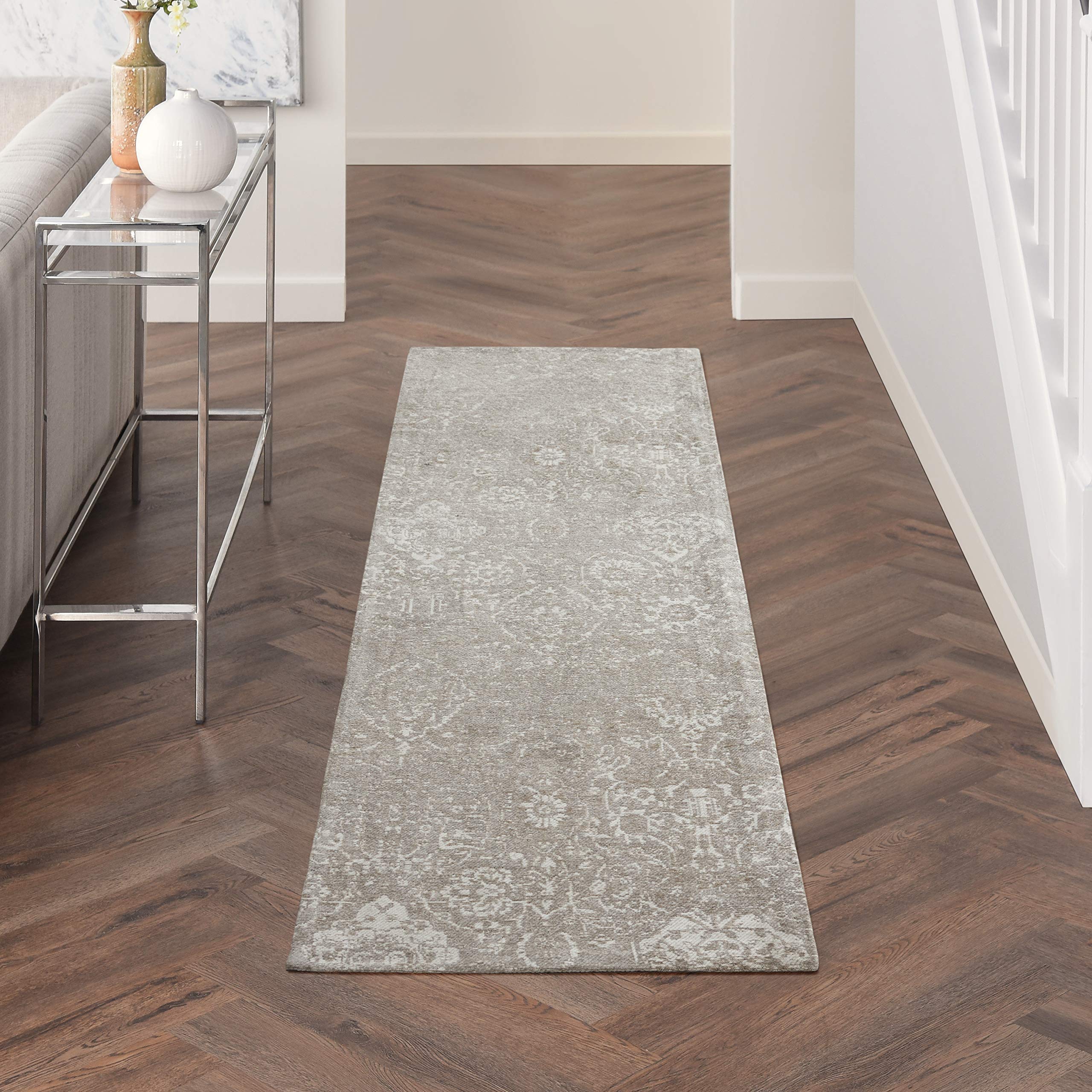 Nourison Damask Farmhouse Light Grey 2'3