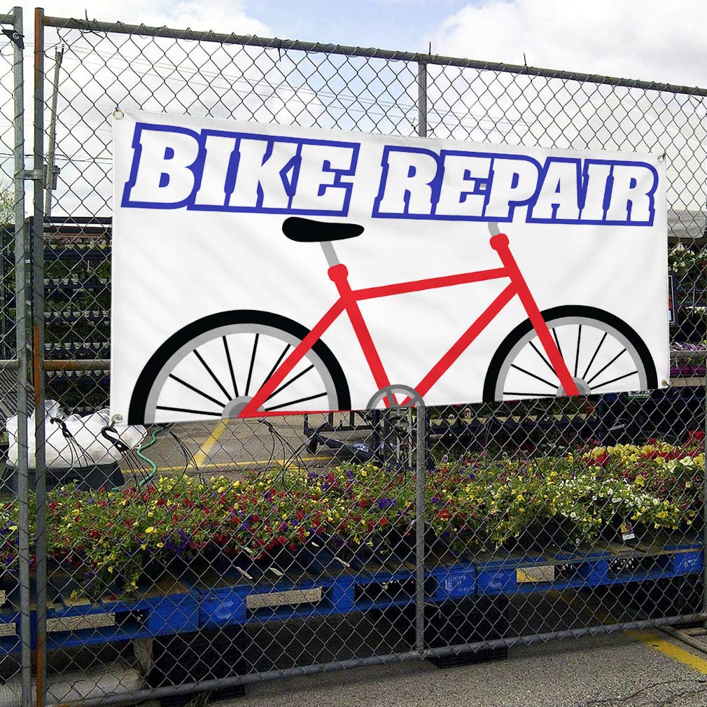 Durable Vinyl Banner for Bike Repair Business - Weatherproof Outdoor Yard Signs with 8 Grommets (48x96 Inches) - Perfect for Storefronts, Events, and Industrial Use