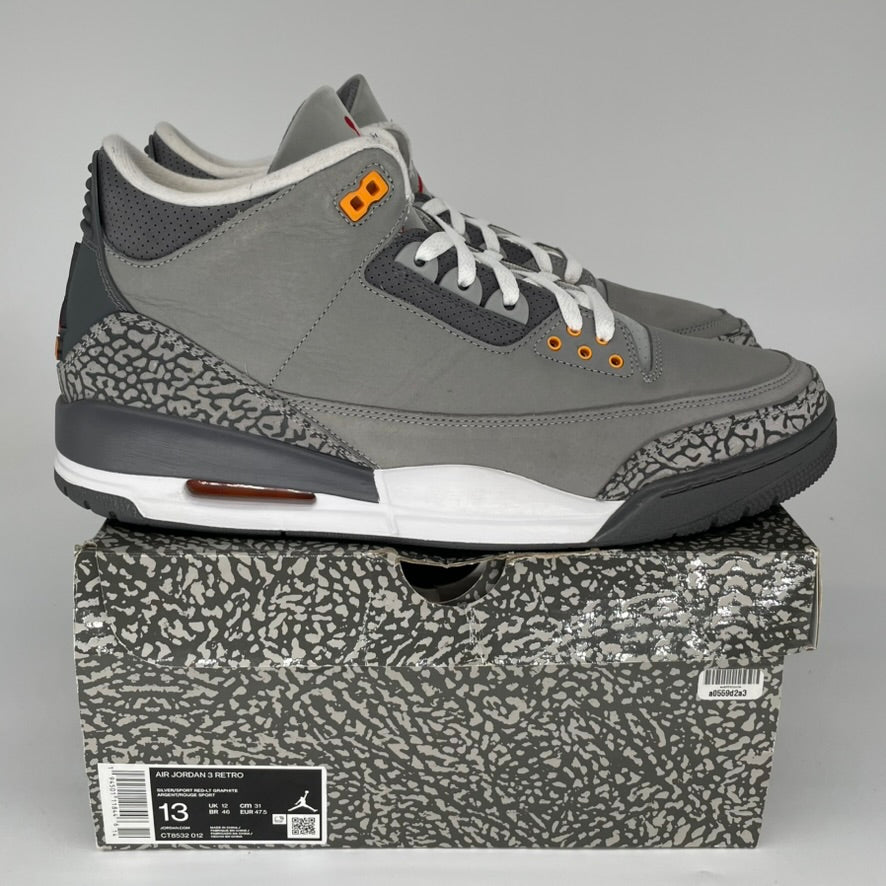 AIR JORDAN 3 RETRO COOL GREY MEN'S BASKETBALL SHOES SIZE 13 (CT8532-012) - Perfect for Streetwear, Sneaker Collecting & Casual Wear