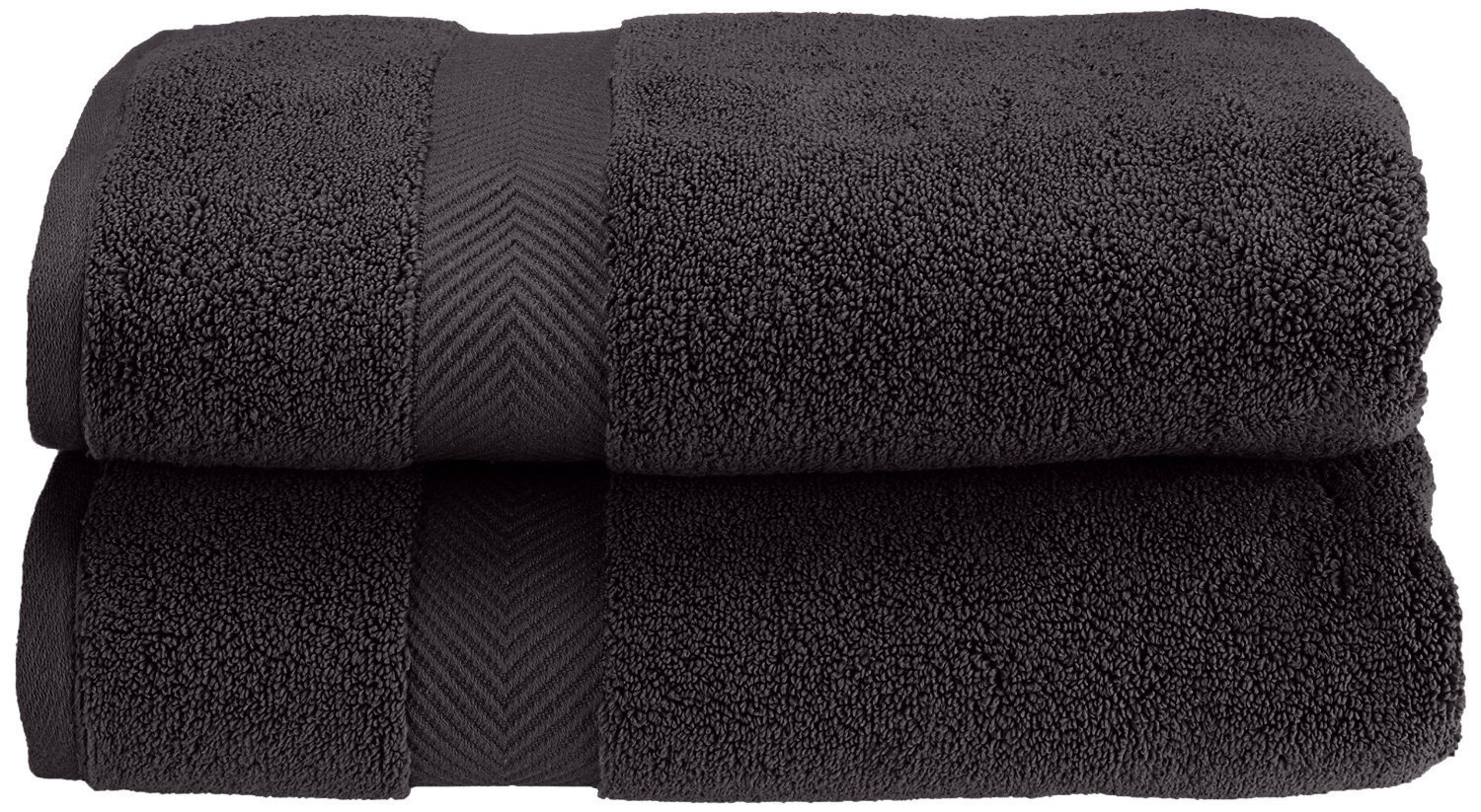 Premium 100% Cotton Bath Towels Set of 2 - Ultra Soft, Fluffy & Highly Absorbent - Oversized Luxury Bath Towels for Spa, Gym & Home - Black