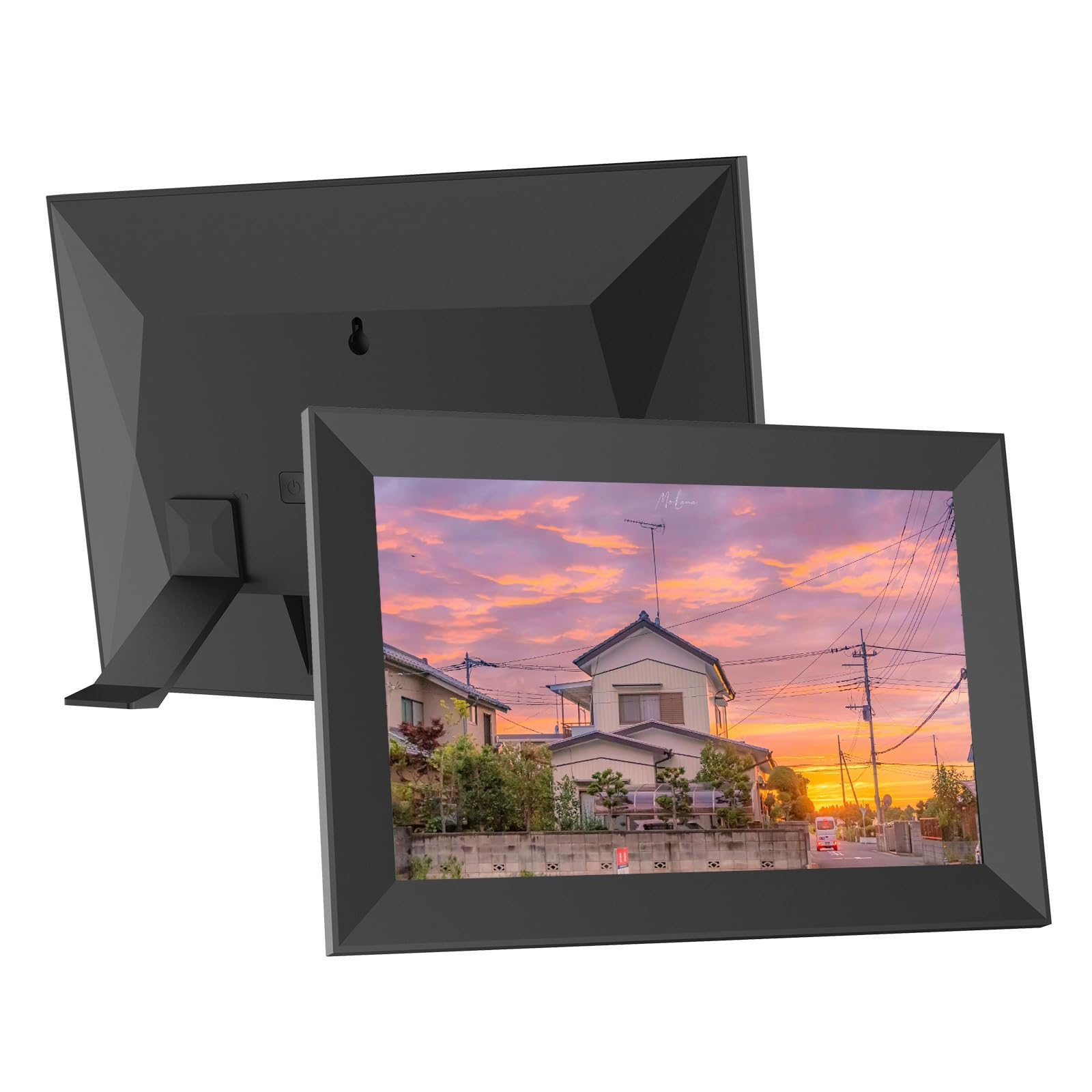 10.1 Inch Smart Digital Photo Frame - WiFi Cloud Sync, HD Display, Black Wooden Frame for iPhone & Android - Perfect for Home, Office & Gift Giving