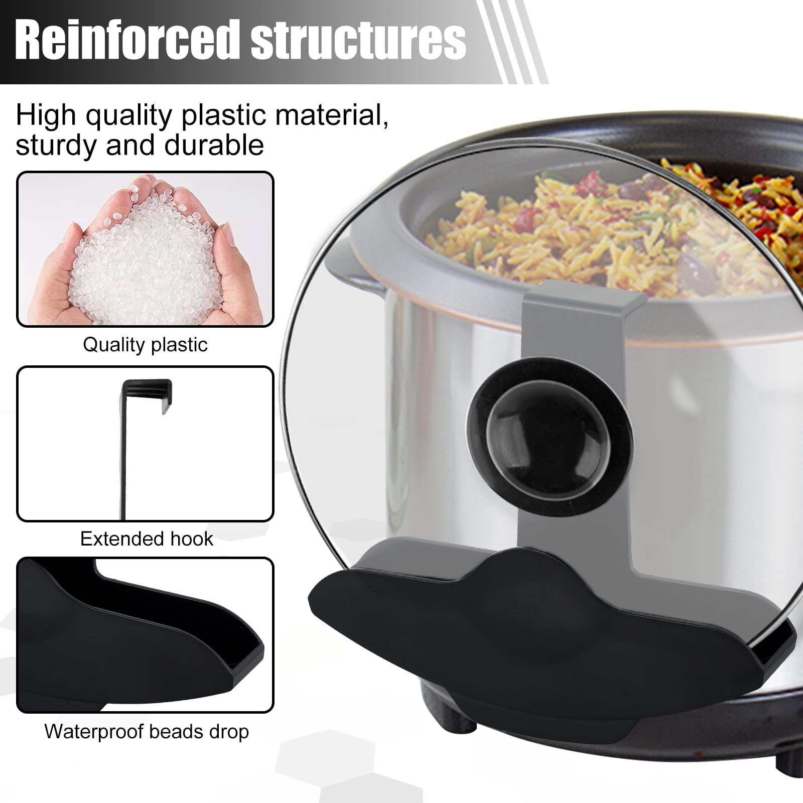 2-Pack Hands-Free Slow Cooker Lid Holder - No Mess Pot Lid Attachment for Crock-Pot & Cooking Pots - Perfect for Meal Prep, Soups & Stews (Dishwasher Safe)