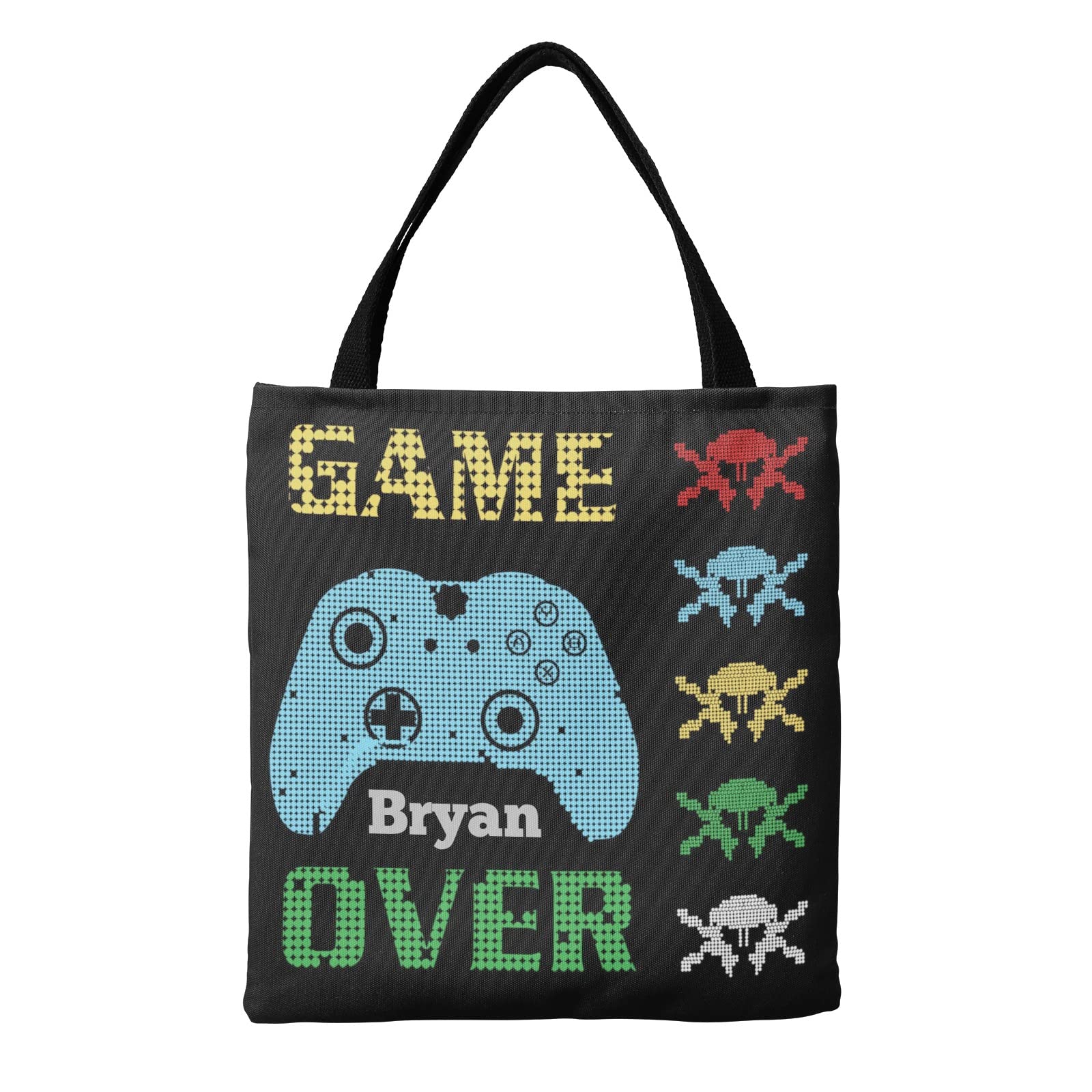 Personalized Video Game Themed Canvas Tote Bags - Eco-Friendly Reusable Shopping Bags for Travel, School & Work - Perfect Gift for Gamers & Students - Great for Groceries, Beach Trips & Daily Commute