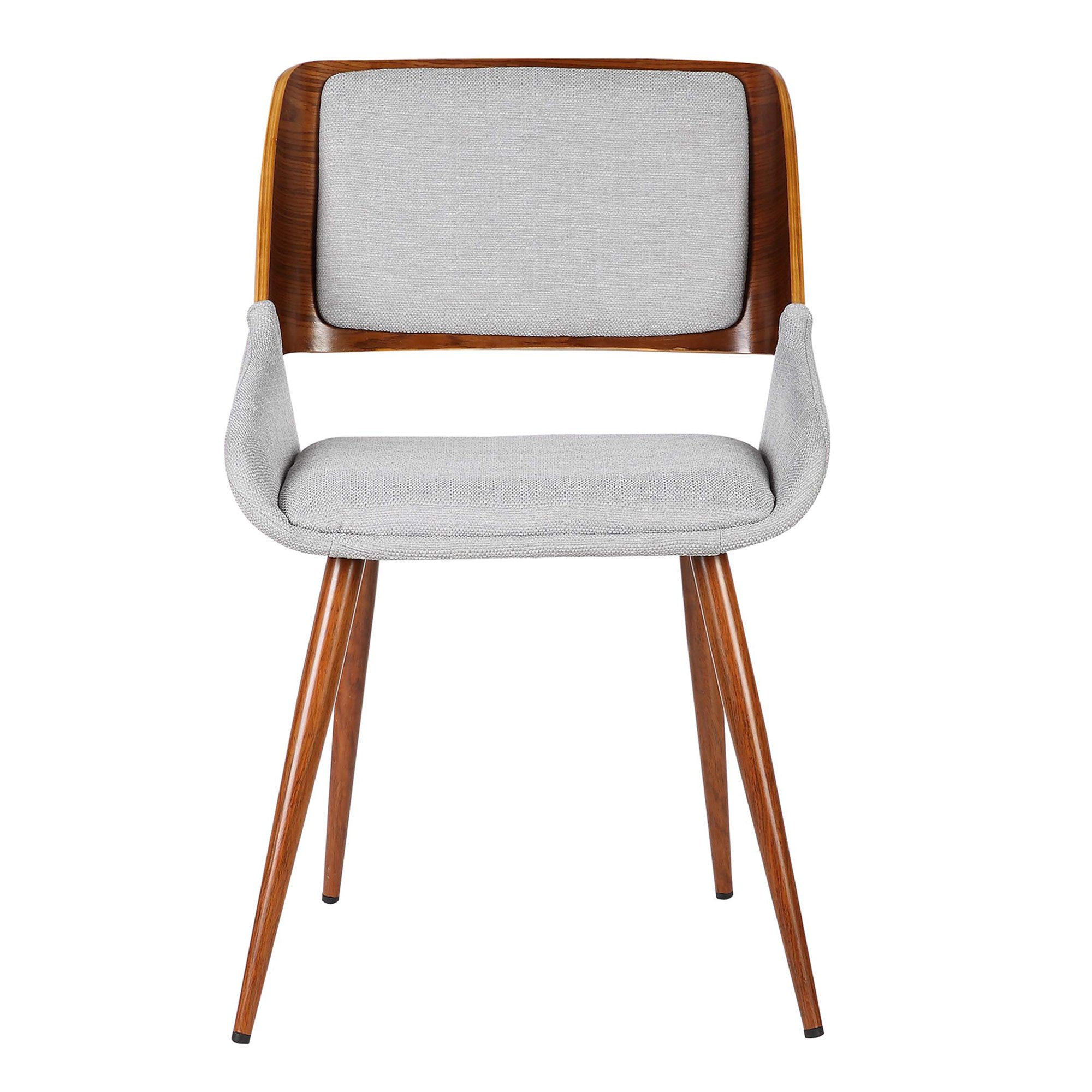 Armen Living Panda Mid Century Modern Dining Chair - Gray Fabric Upholstery & Walnut Wood Finish - Perfect for Kitchen, Office Desk, and Vanity Areas