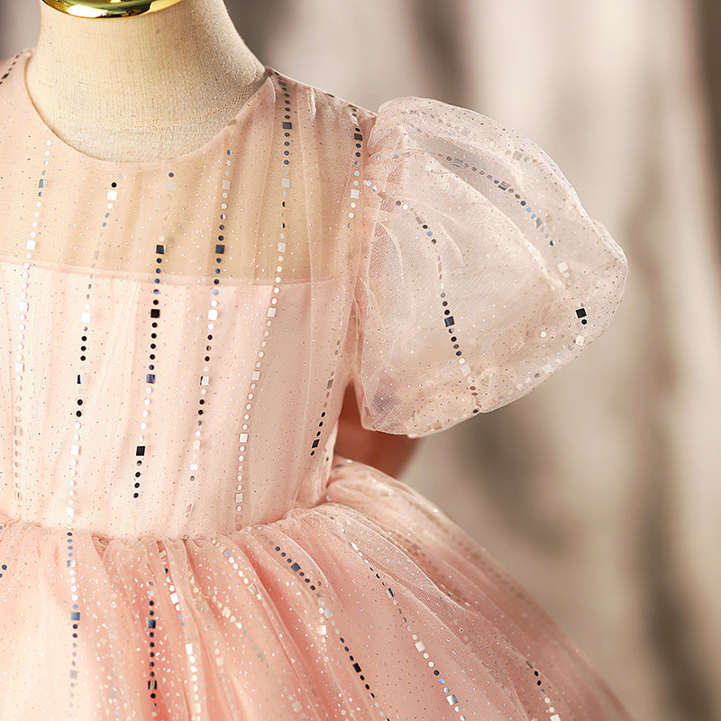 Pink Puffy Princess Dress for Baby Girl - Formal Summer Birthday Party Dress - Perfect for 1st Birthday, Photo Shoots & Special Occasions