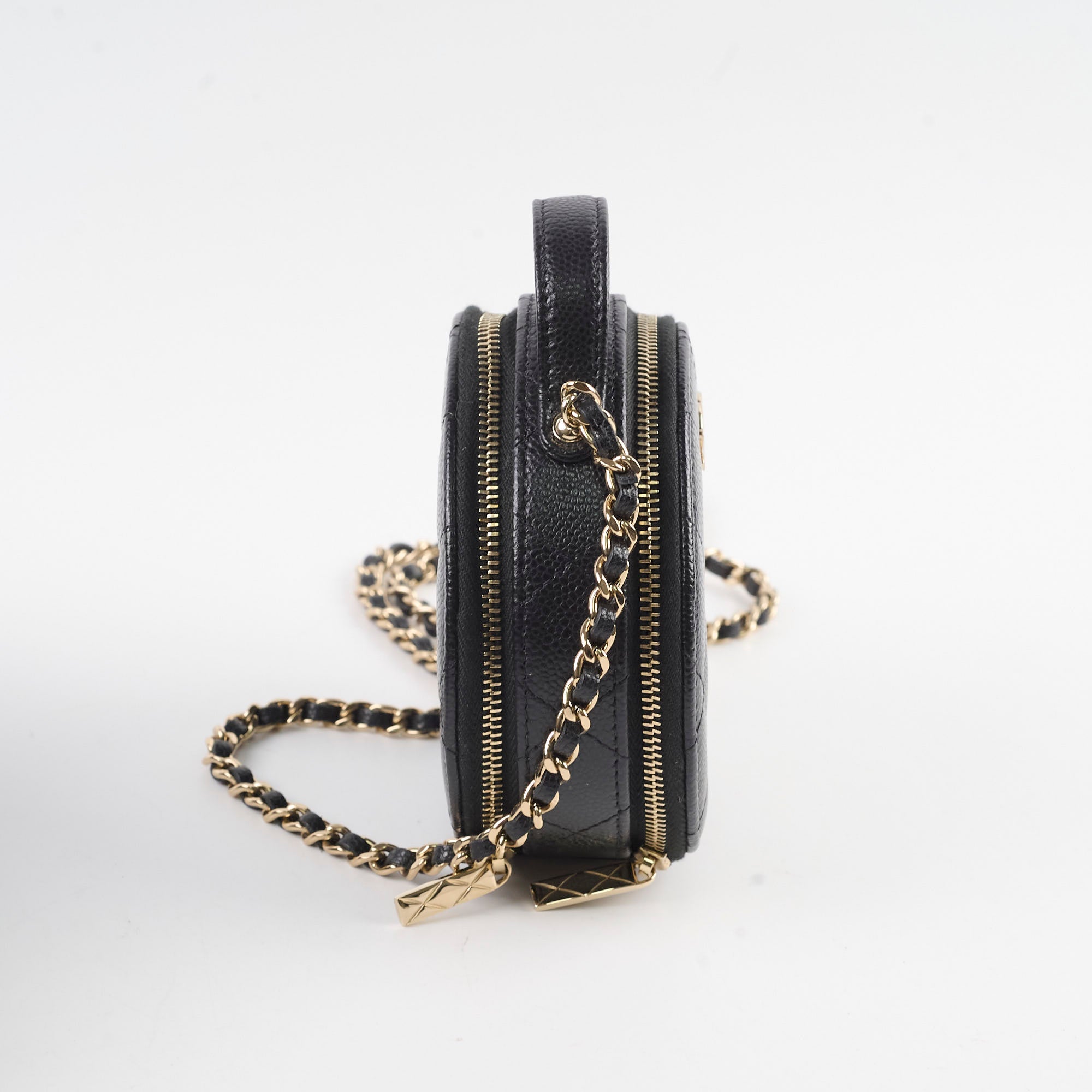 Chanel Black Caviar Round Top Handle Crossbody Vanity Bag - Luxury Designer Handbag for Women, Perfect for Evening Out & Special Occasions