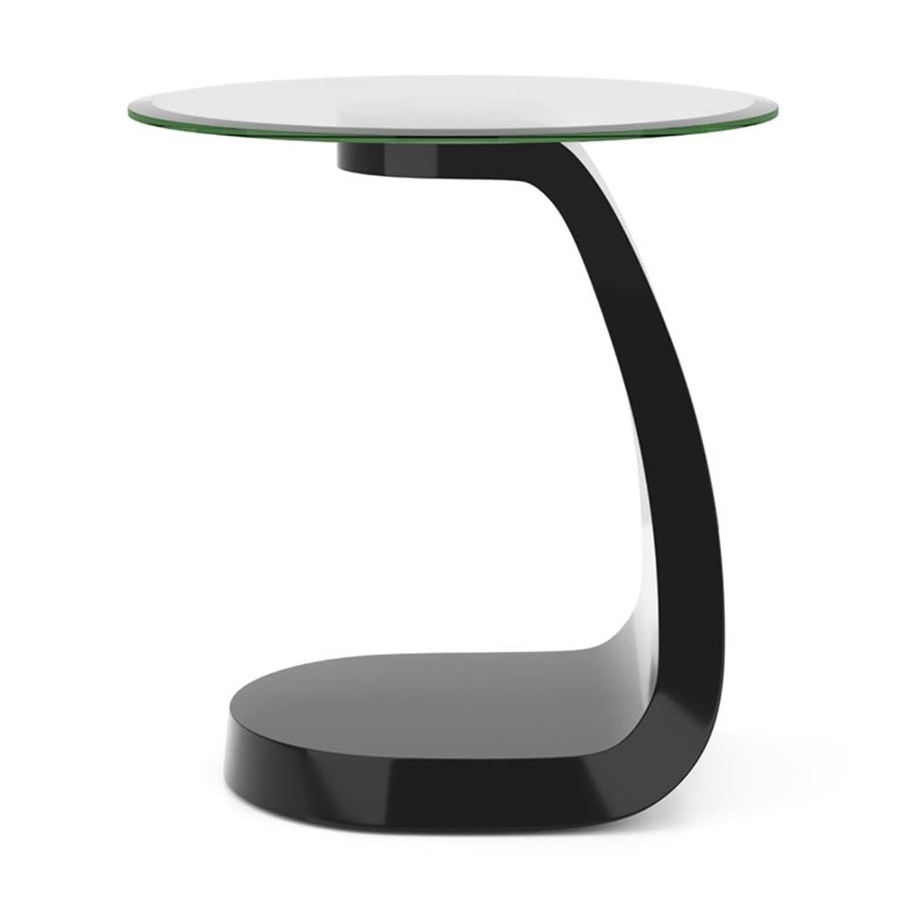 Furniture of America Pelletoni Modern Black Glass Top End Table - Stylish Side Table for Living Room, Bedroom & Office Decor