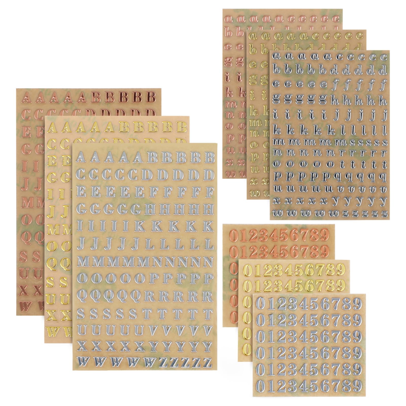 9 Sheets Small Letter & Number Stickers - 3mm Mini Colorful Alphabet Resin Stickers for DIY Nail Art, Scrapbooking & Resin Crafts (Gold, Silver, Rose Gold) - Perfect for Jewelry Making, Phone Case Decor & Gift Wrapping