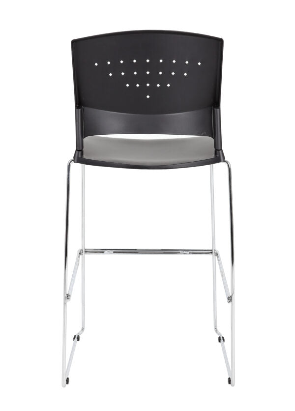 Premium Boss Black Stackable Stool Set of 2 - Chrome Metal Frame Bar Stools for Kitchen Island, Breakfast Nook & Home Decor - Modern Dining & Bar Height Seating - Model B16400 BK 2