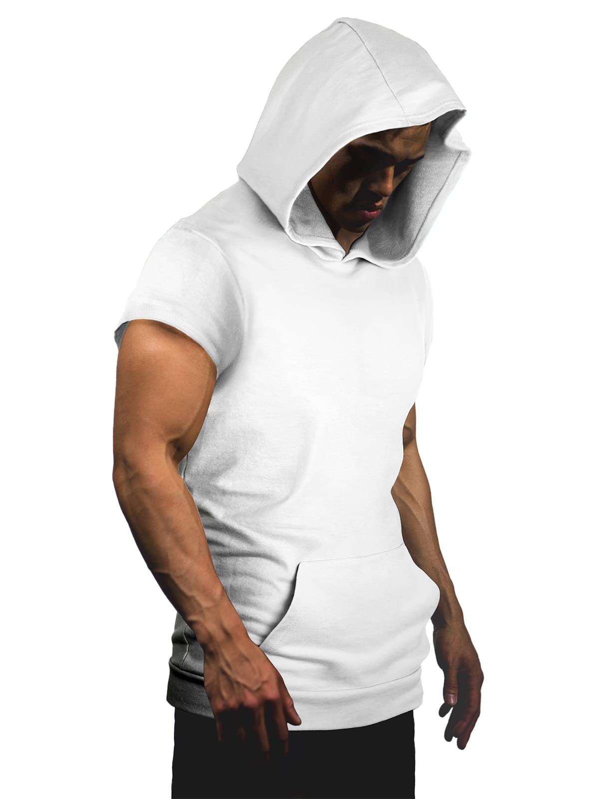 Ohoo Men's Workout Hooded Tank Top - Muscle Cut Off Sleeveless Gym Hoodie for Running, Weightlifting & Streetwear | Moisture Wicking & Breathable