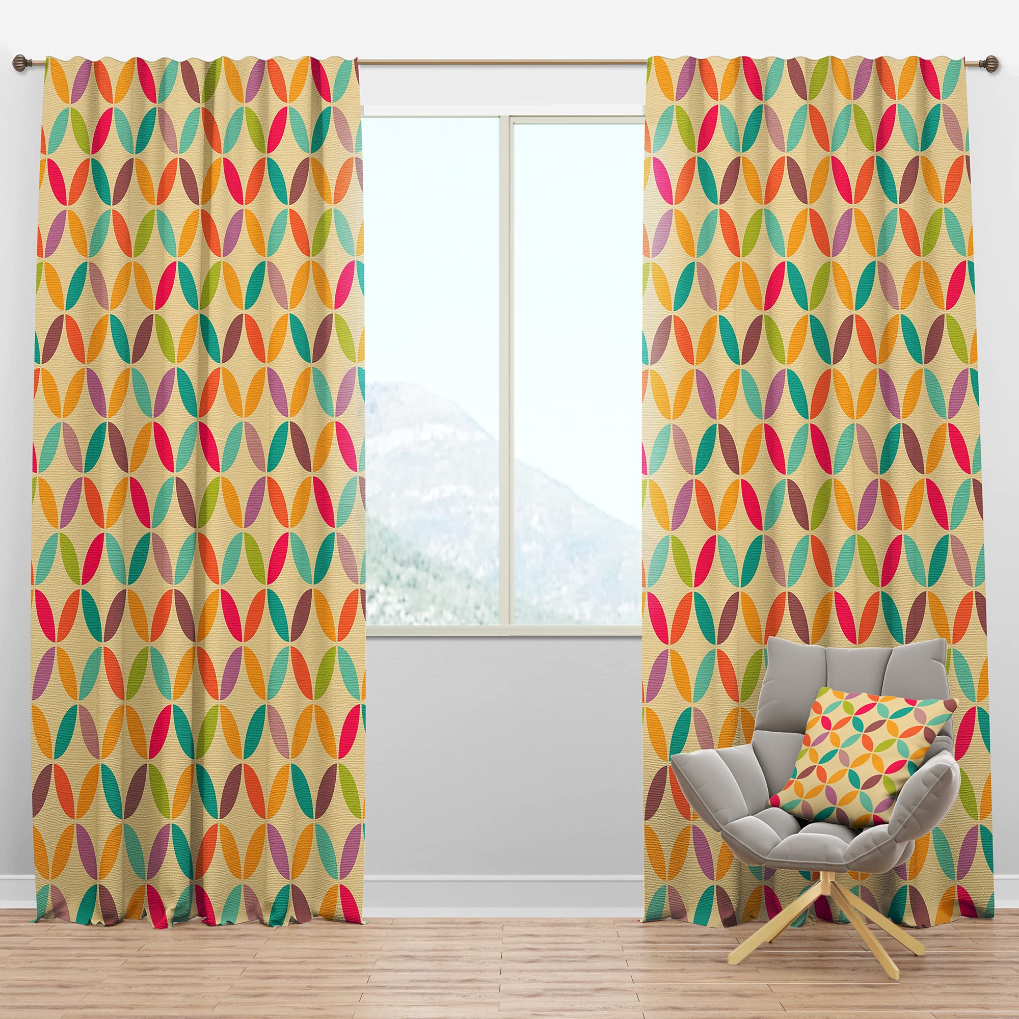 Vintage Abstract Blackout Curtains - Thermal Insulated Single Panel (52x63 inches) for Bedroom & Living Room - Soundproof & Light Blocking Window Drapes for Better Sleep & Home Decor