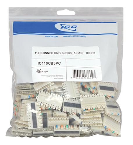 110 Connecting Blocks - 5 Pair (100 Pack) ICC IC110CB5PC - Ideal for Electrical Wiring and DIY Projects