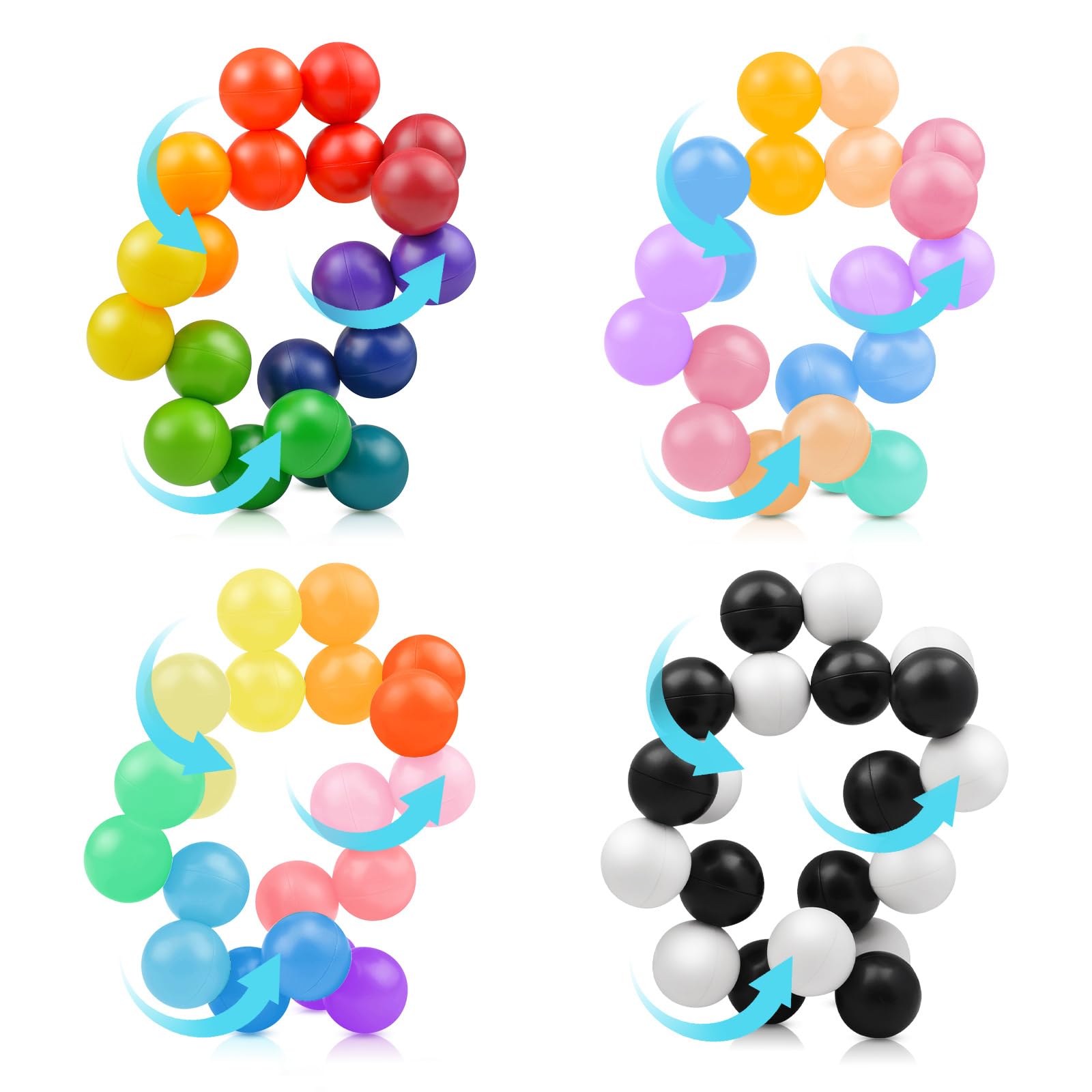 4PCS Autism Sensory Toys for Kids & Adults - Stress Relief Fidget Toys for Autism, ADHD, Anxiety - Stocking Stuffers, Travel Toys for Toddlers Ages 3-5 - Perfect for Home, School & Car Rides (E)