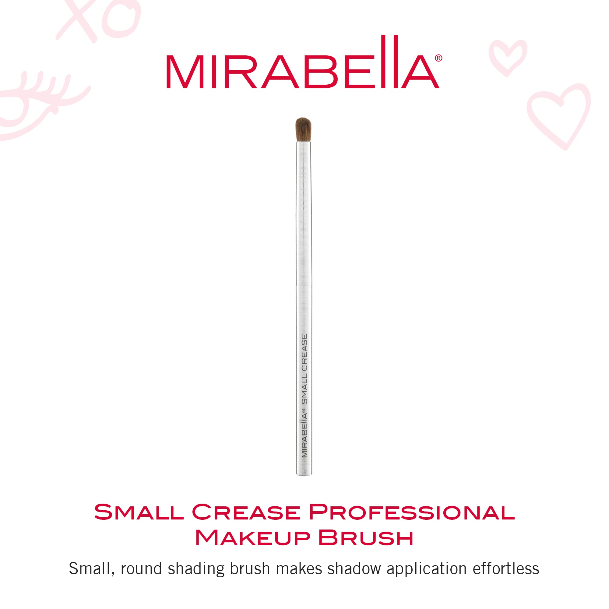Premium Mirabella Small Crease Eyeshadow Brush - Professional Vegan Makeup Brush Set with Synthetic Bristles & Handcrafted Aluminum Handle | Perfect for Eyeshadow Blending, Contouring & Professional Makeup Application