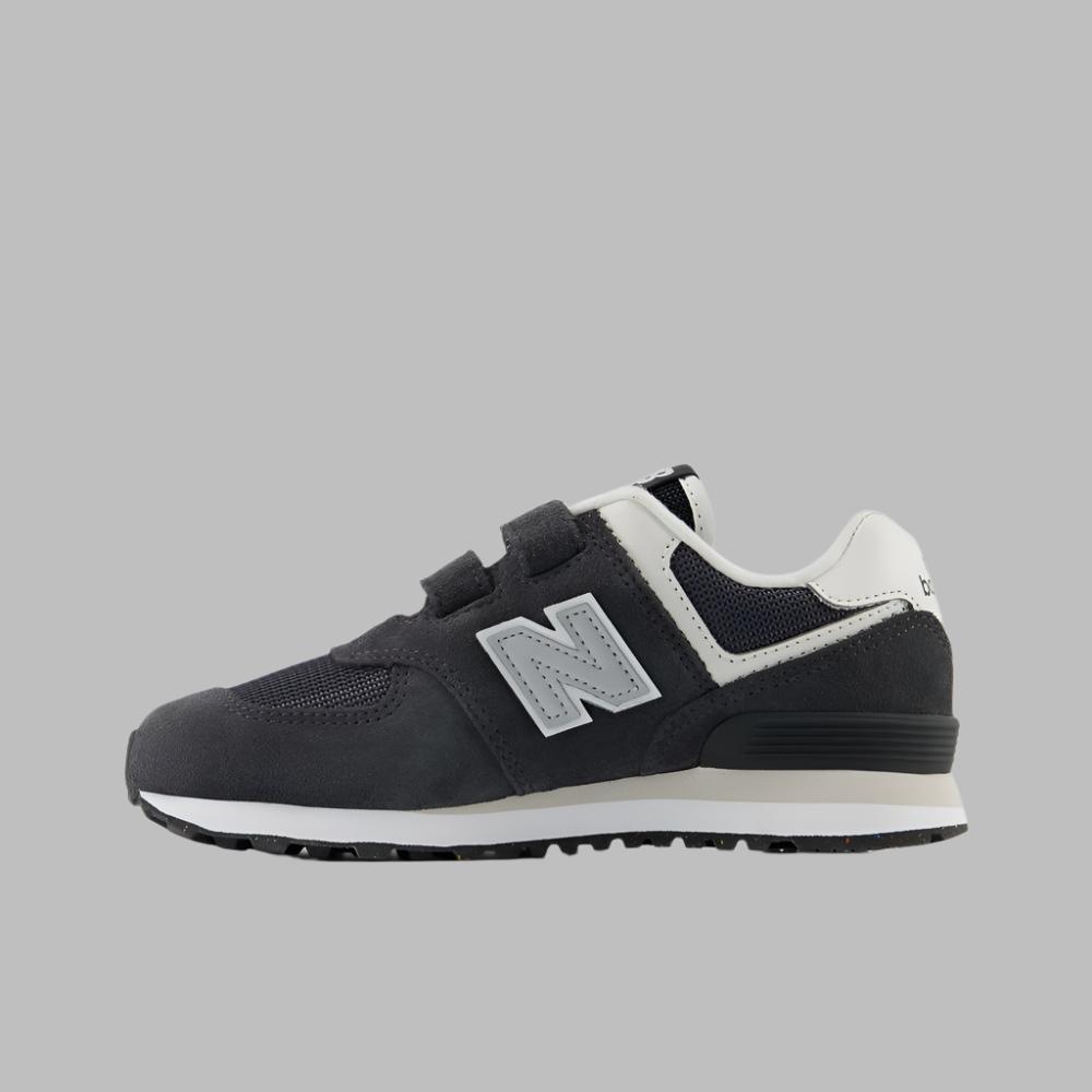 New Balance Kids' 574 Hook & Loop Sneakers - Black/Grey | Lightweight & Comfortable for Everyday Play & School Activities