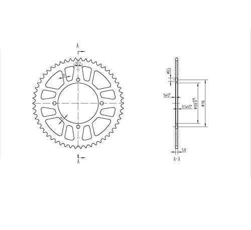 BikeMaster Rear Steel 54 Tooth Sprocket for Kawasaki KX100 2001-2017 - Dirt Bike Replacement Part for Off-Road & Motocross Racing
