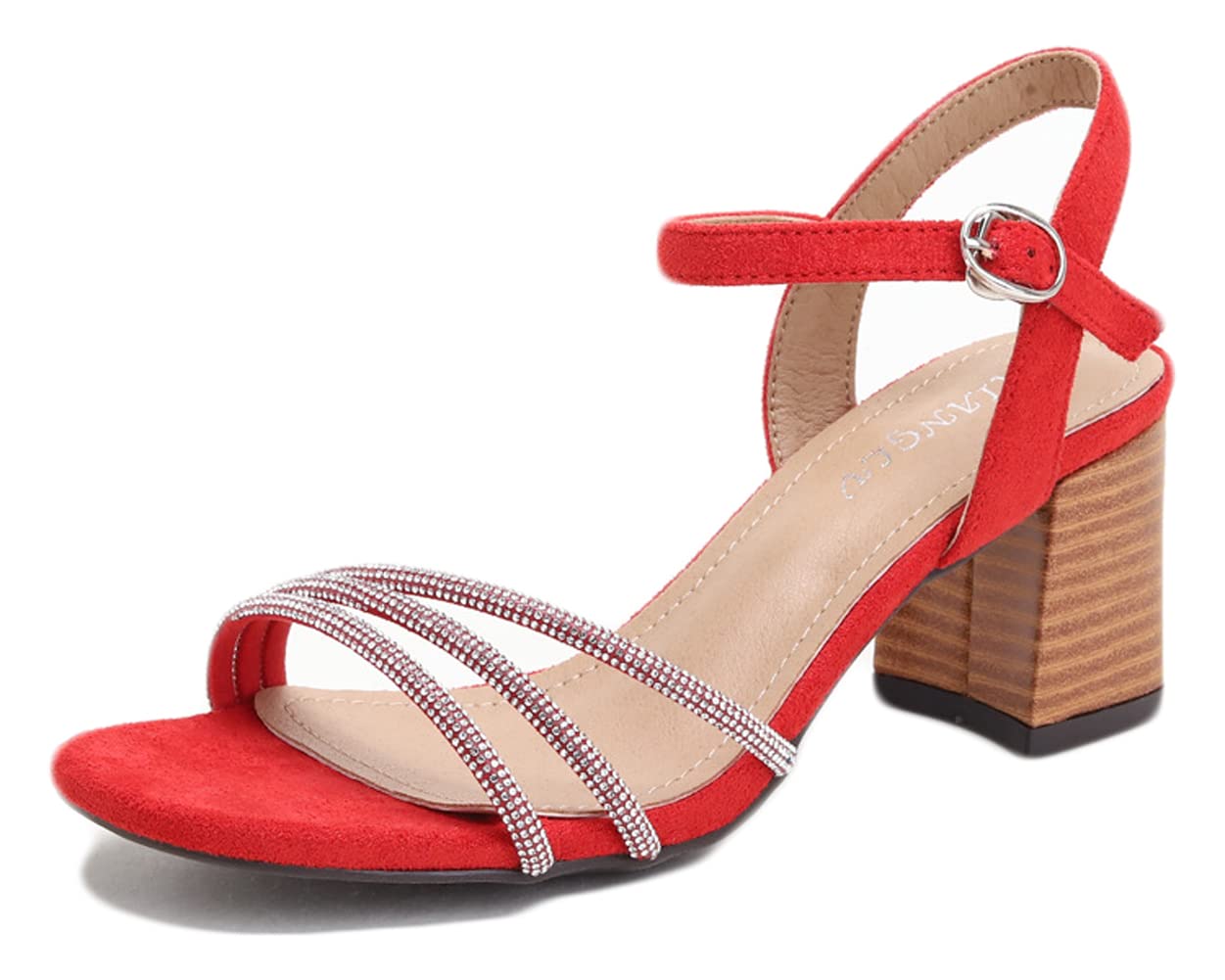 Women's High Heel Sandals with Rhinestone Ankle Strap - Roman Style Chunky Heel Summer Dress Sandals for Beach, Party & Evening Wear