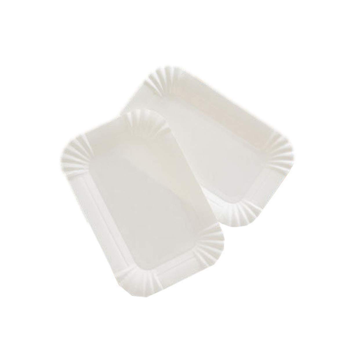 Eco-Friendly White Rectangular Paper Cake Plates - Disposable Party Plates for Birthday, BBQ, Picnic & Fruit Serving | Bulk Paper Food Trays for Events & Gatherings