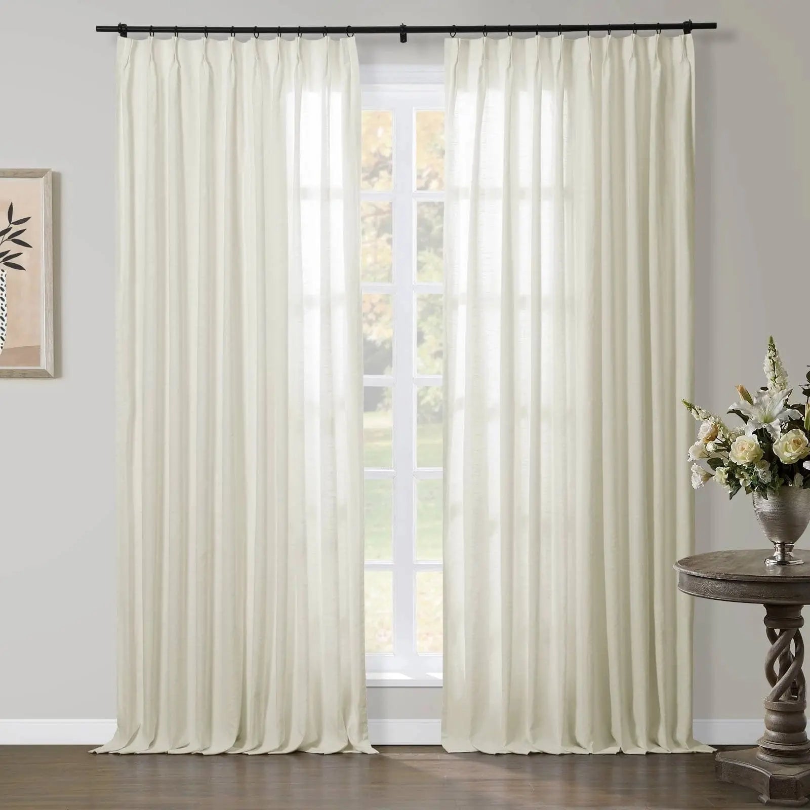 Luxury Linen Cotton Pleated Curtains - Blackout Drapes for Living Room & Bedroom - Elegant Home Decor Window Treatments