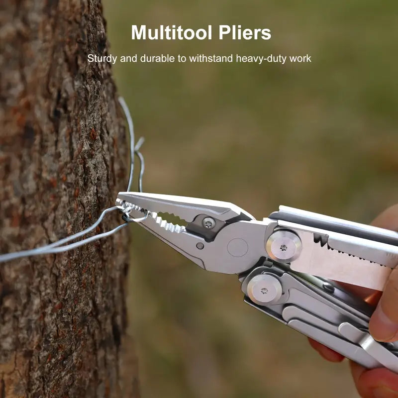 19-in-1 Stainless Steel 440A Multitool - Foldable Pocket Pliers for Camping, Hiking, Survival & Everyday Carry (EDC)