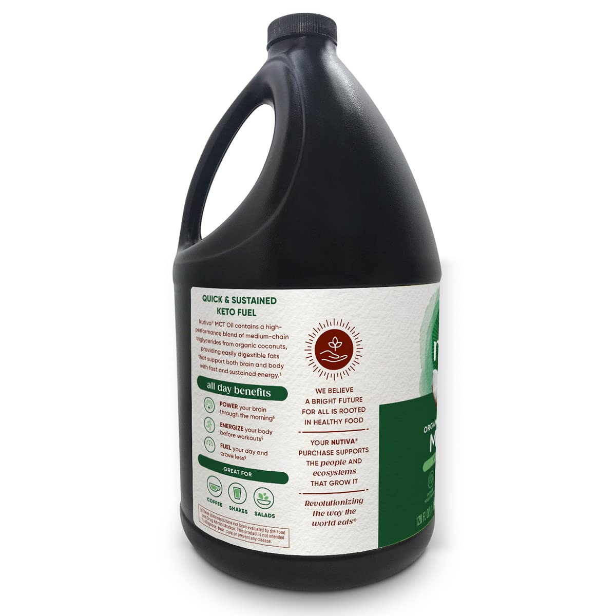 Nutiva Organic MCT Oil, 1 Gallon - Unflavored, Non-GMO, Keto & Paleo Friendly - Made from Organic Coconuts - 14g C8 & C10 per Serving - Perfect for Coffee, Smoothies & Ketogenic Diet Supplement