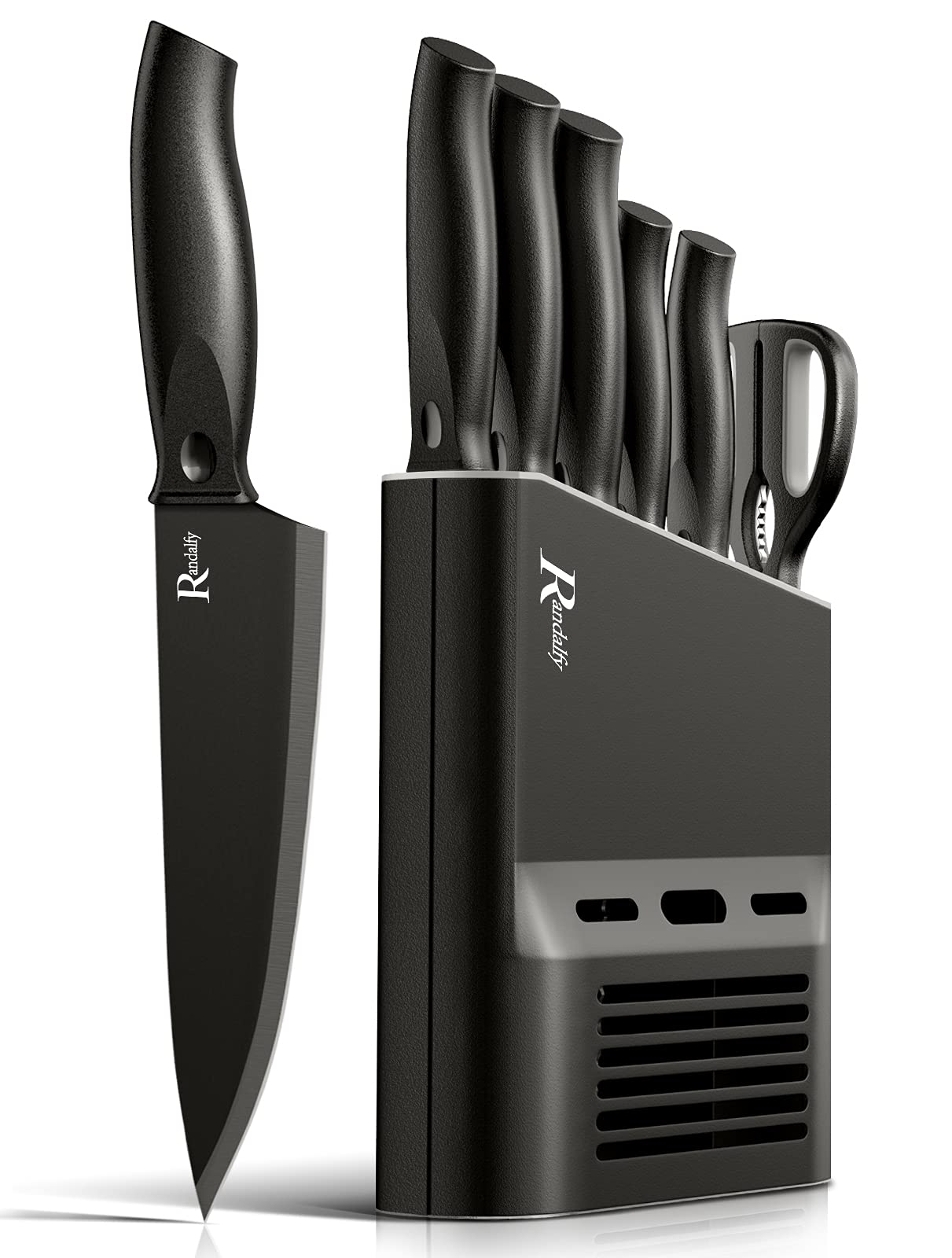 7-Piece Professional Chef Knife Set with Knife Block - High-Quality Kitchen Knives for Meat, Vegetables & Fruits | Includes Chef Knife, Paring Knife, Scissors & Storage Block | Perfect for Chopping, Slicing, Dicing & Cutting | Ideal for Home Chefs & Cooking Enthusiasts