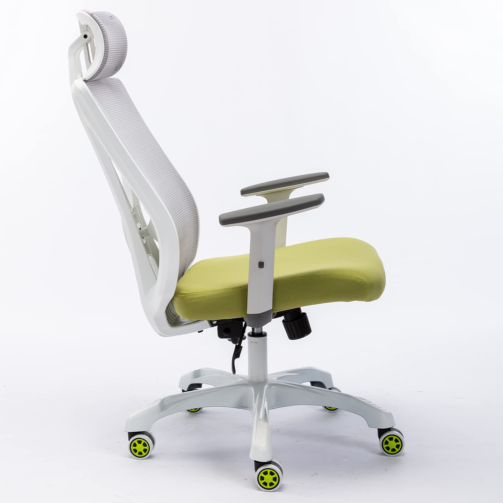 Ergonomic Office Chair with Lumbar & Neck Support - Adjustable Mesh High Back Desk Chair with Padded Seat - Comfortable Computer Task Chair for Women & Adults (Green) - Perfect for Home Office, Gaming & Workspaces