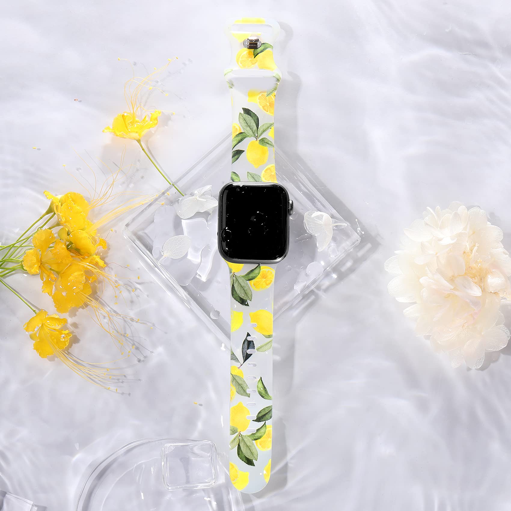 Witzon Compatible Apple Watch Band Series 8/7/6/5/4/3/2/1/SE/Ultra - 38mm 40mm 41mm 42mm 44mm 45mm 49mm Cute Print Silicone Sport Strap for Women - Replacement Accessories (Greenery) - Perfect for Workouts, Running, Yoga & Daily Wear