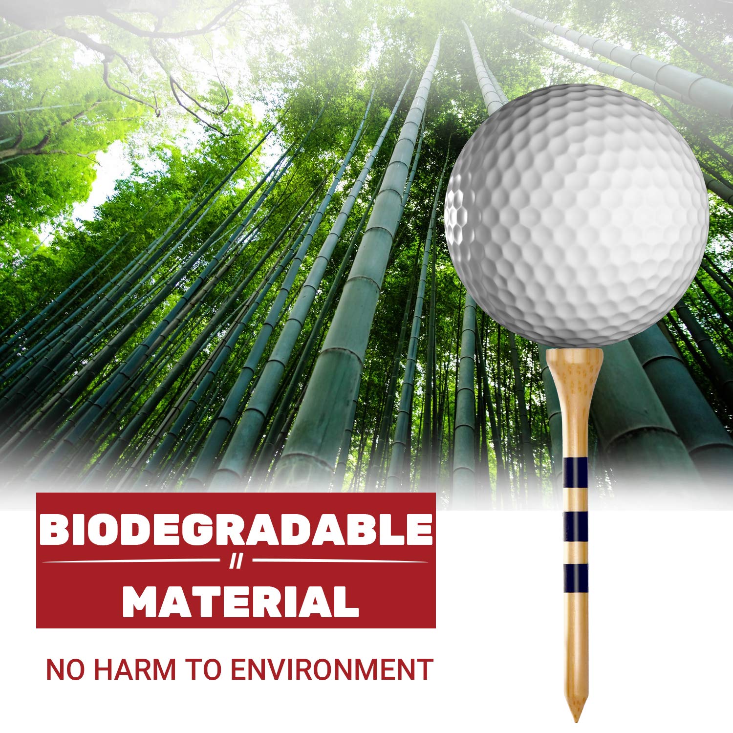 Premium Bamboo Golf Tees Set - 4 Sizes (1.5