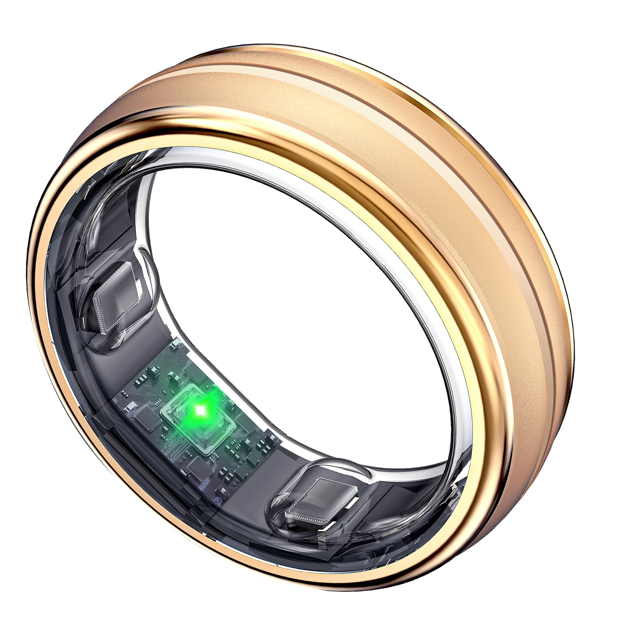 Smart Fitness Ring for Women & Men - Sleep & Step Tracker with Heart Rate Monitor | Waterproof Health Activity Tracker, iOS Android Compatible, No Subscription Needed (Gold, Size 8) - Perfect for Workouts, Sleep Monitoring & Daily Health Tracking