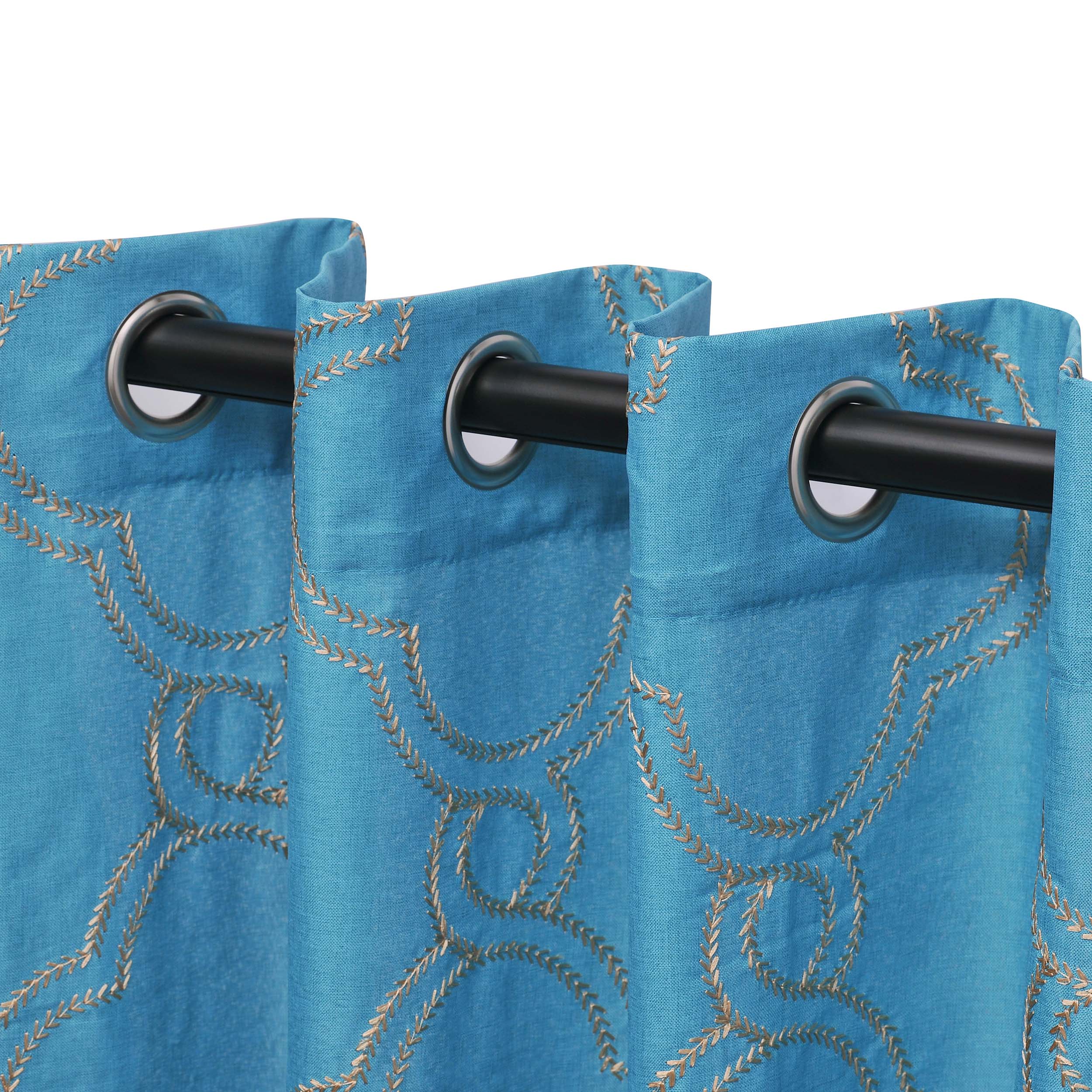 Embroidered Moroccan Sheer Grommet Curtain Set - Elegant Window Treatments for Living Room, Bedroom & Boho Home Decor